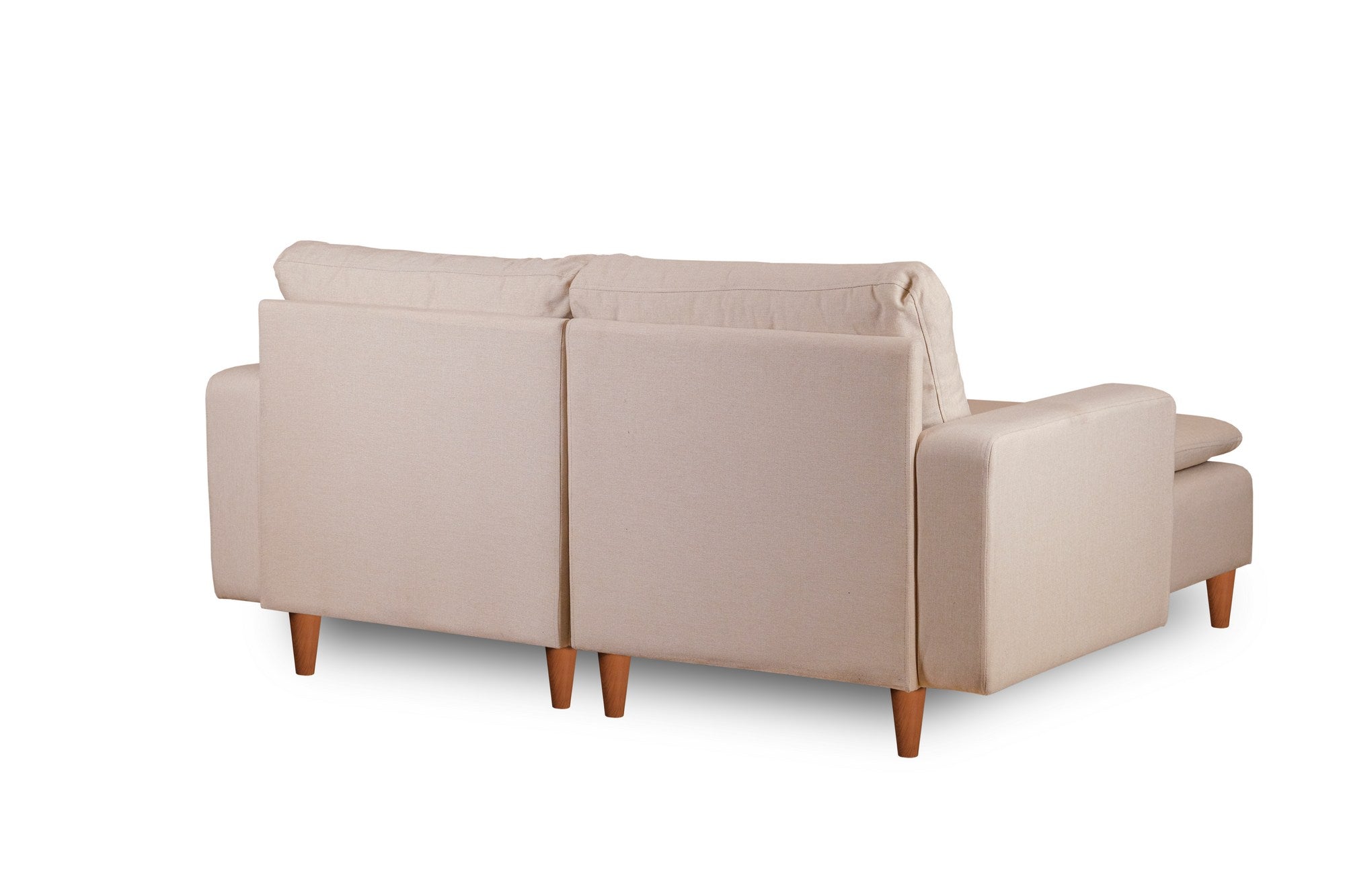 Sofá de canto elegante em creme, estrutura 100% metálica, assento com 150 cm de largura e 52 cm de profundidade | Almofadas de espuma de alto DNS e fibra de silicone | Perfeito para salas de estar modernas