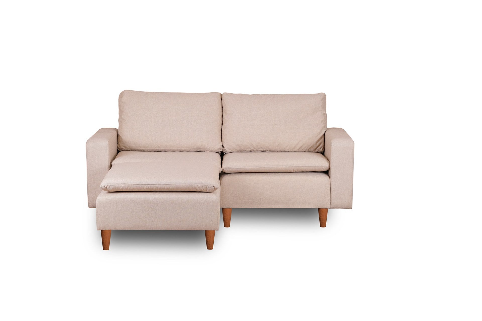 Sofá de canto elegante em creme, estrutura 100% metálica, assento com 150 cm de largura e 52 cm de profundidade | Almofadas de espuma de alto DNS e fibra de silicone | Perfeito para salas de estar modernas