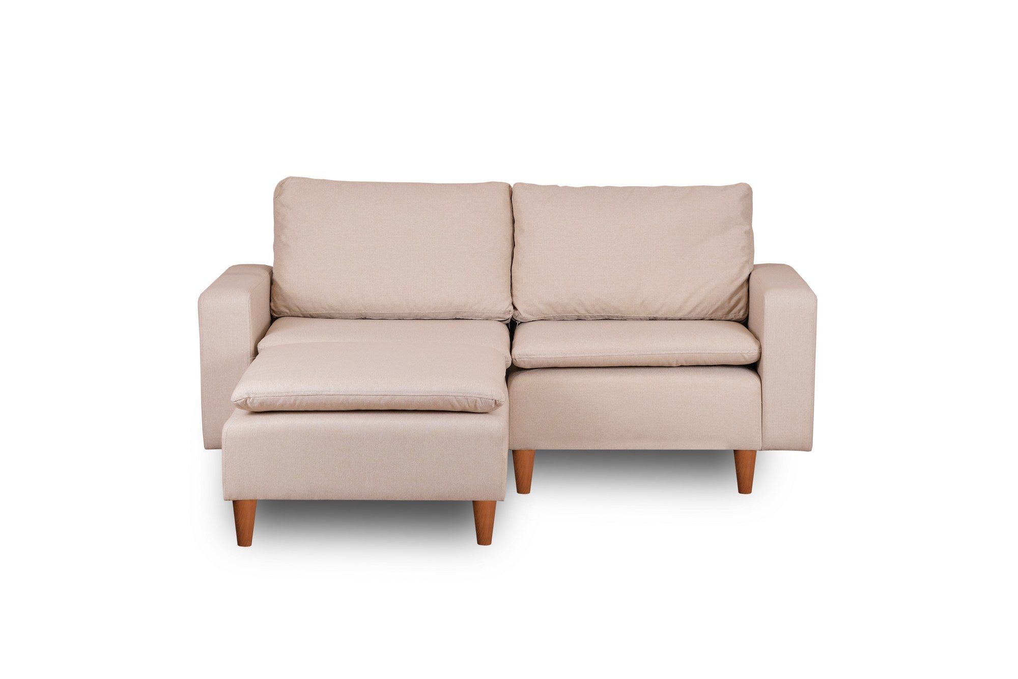 Sofá de canto elegante em creme, estrutura 100% metálica, assento com 150 cm de largura e 52 cm de profundidade | Almofadas de espuma de alto DNS e fibra de silicone | Perfeito para salas de estar modernas