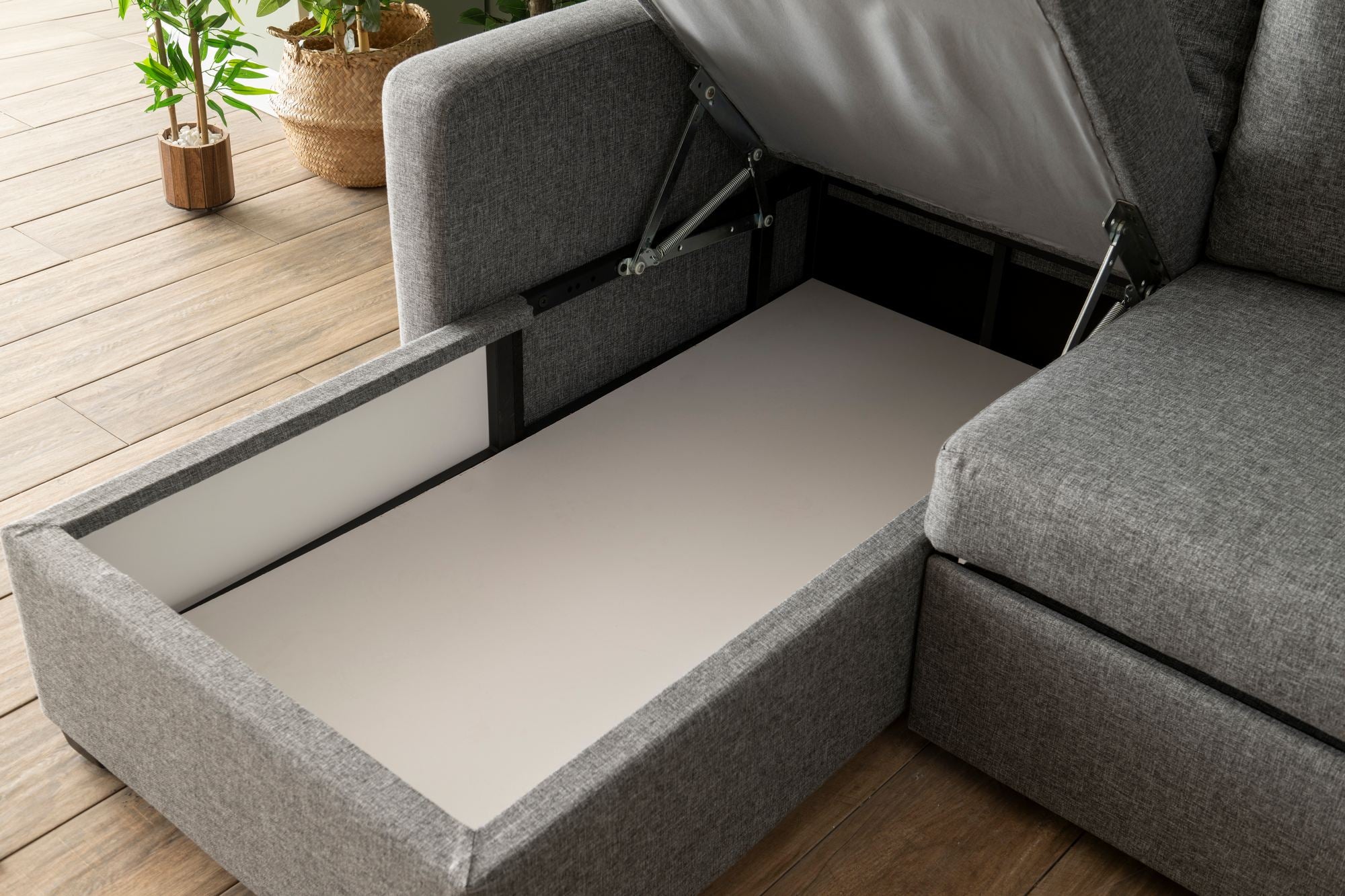Sofá-cama de canto-Kado-Cinza claro
