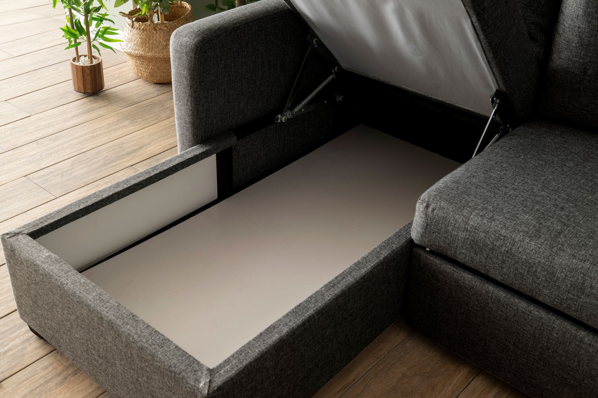 Sofá-cama de canto-Kado-Cinza escuro