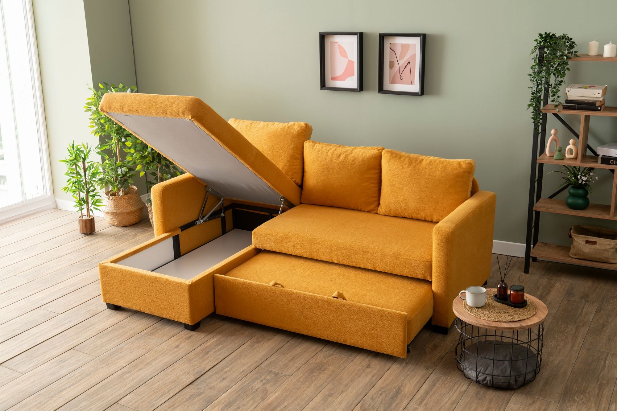 Sofá-cama de canto-Kado-Mostarda