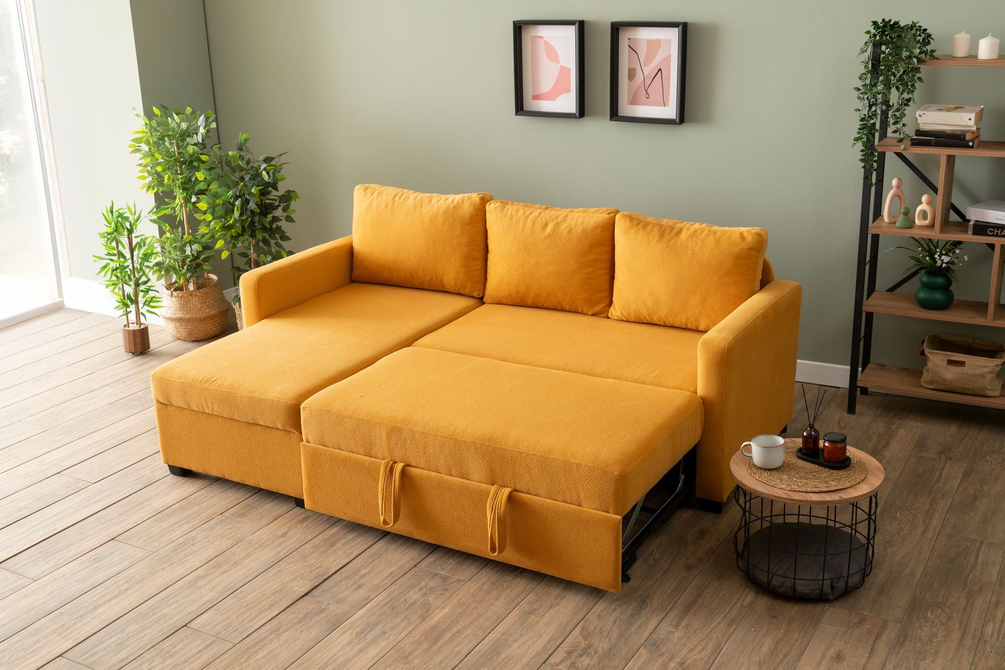Sofá-cama de canto-Kado-Mostarda