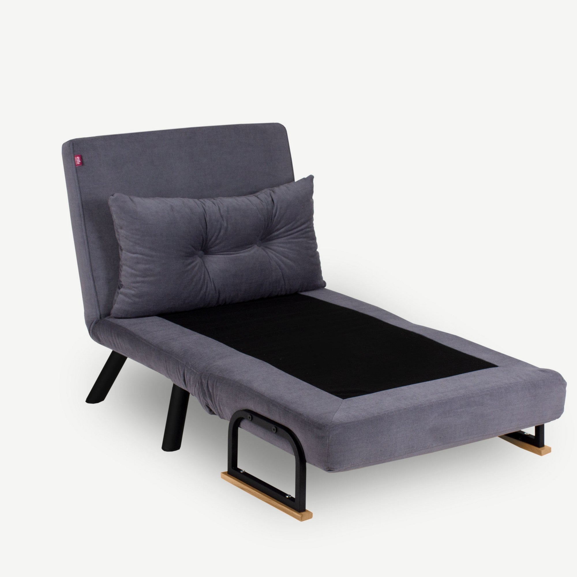 Sofá-cama moderno de 1 lugar, cinza, estrutura 100% metálica, encosto ajustável em 14 níveis, fácil conversão, perfeito para espaços pequenos, peso máximo de 100 kg