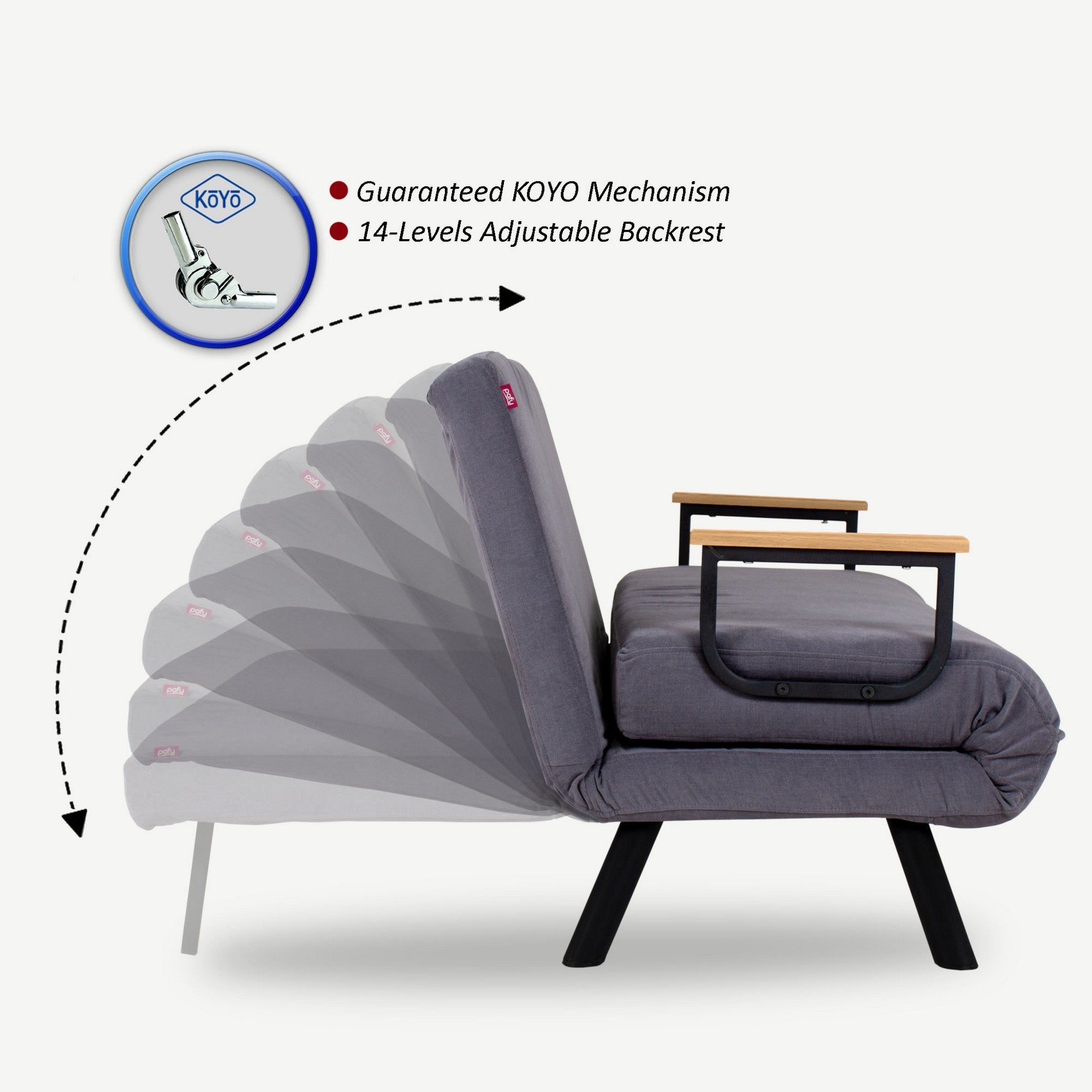 Sofá-cama moderno de 1 lugar, cinza, estrutura 100% metálica, encosto ajustável em 14 níveis, fácil conversão, perfeito para espaços pequenos, peso máximo de 100 kg