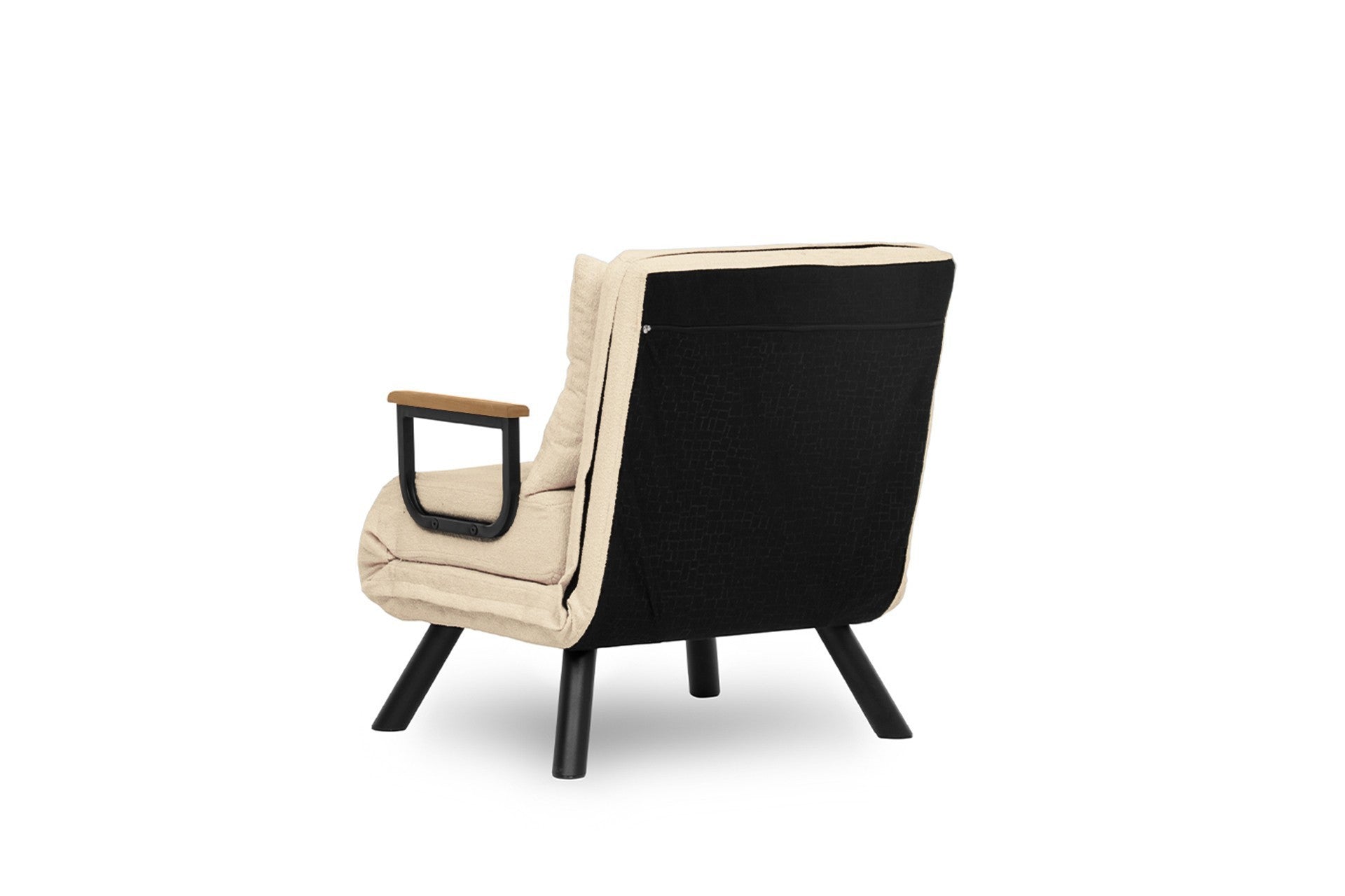Sofá-cama moderno de 1 lugar, cor creme, estrutura 100% metálica, encosto ajustável em 14 níveis, fácil conversão, perfeito para espaços pequenos e decoração elegante