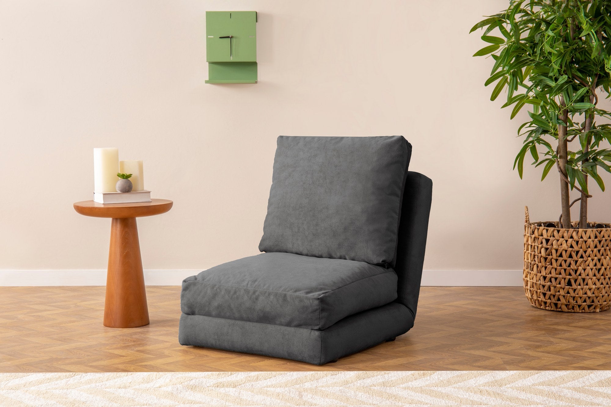 Sofá-cama versátil de 1 lugar, cinza, 185 x 60 cm | Estrutura 100% metálica, tecido 100% poliéster | Encosto ajustável em 5 níveis, fácil conversão de cadeira em cama