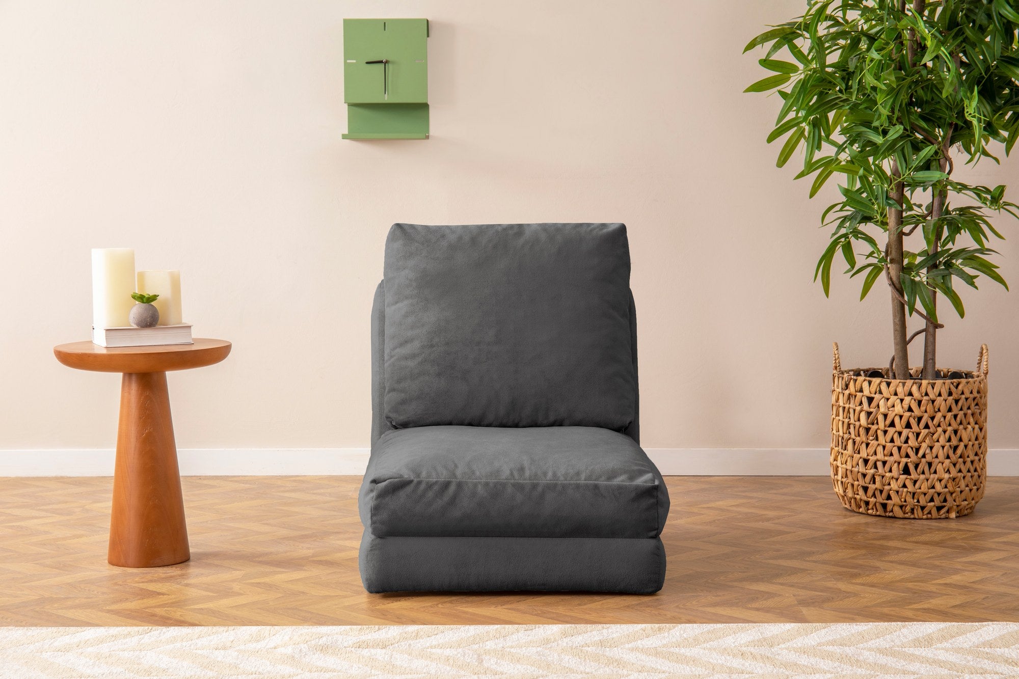 Sofá-cama versátil de 1 lugar, cinza, 185 x 60 cm | Estrutura 100% metálica, tecido 100% poliéster | Encosto ajustável em 5 níveis, fácil conversão de cadeira em cama
