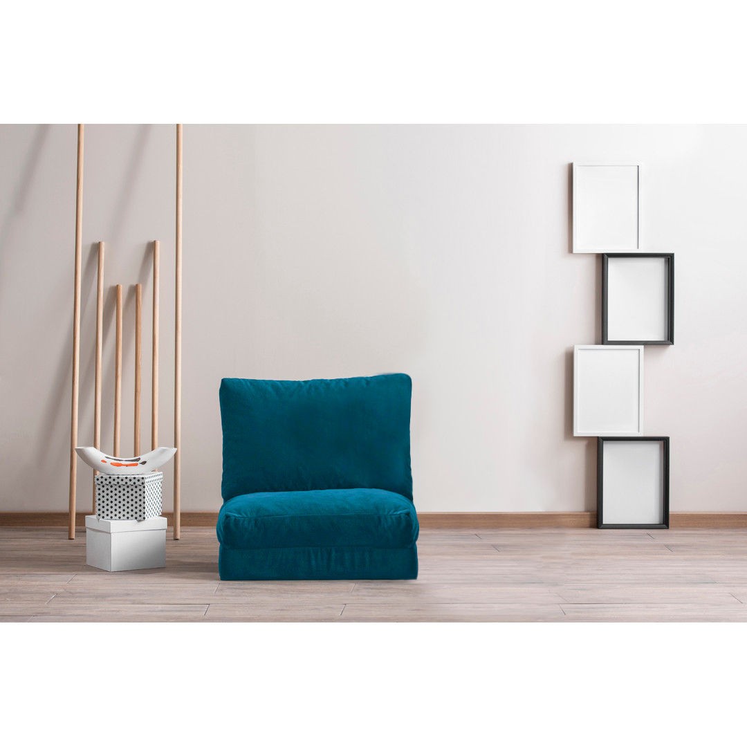 Sofá-cama versátil de 1 lugar, verde, 60 x 68 x 62 cm | Estrutura 100% metal, tecido 100% poliéster | Encosto ajustável, fácil conversão de cadeira em cama, máx. 100 kg