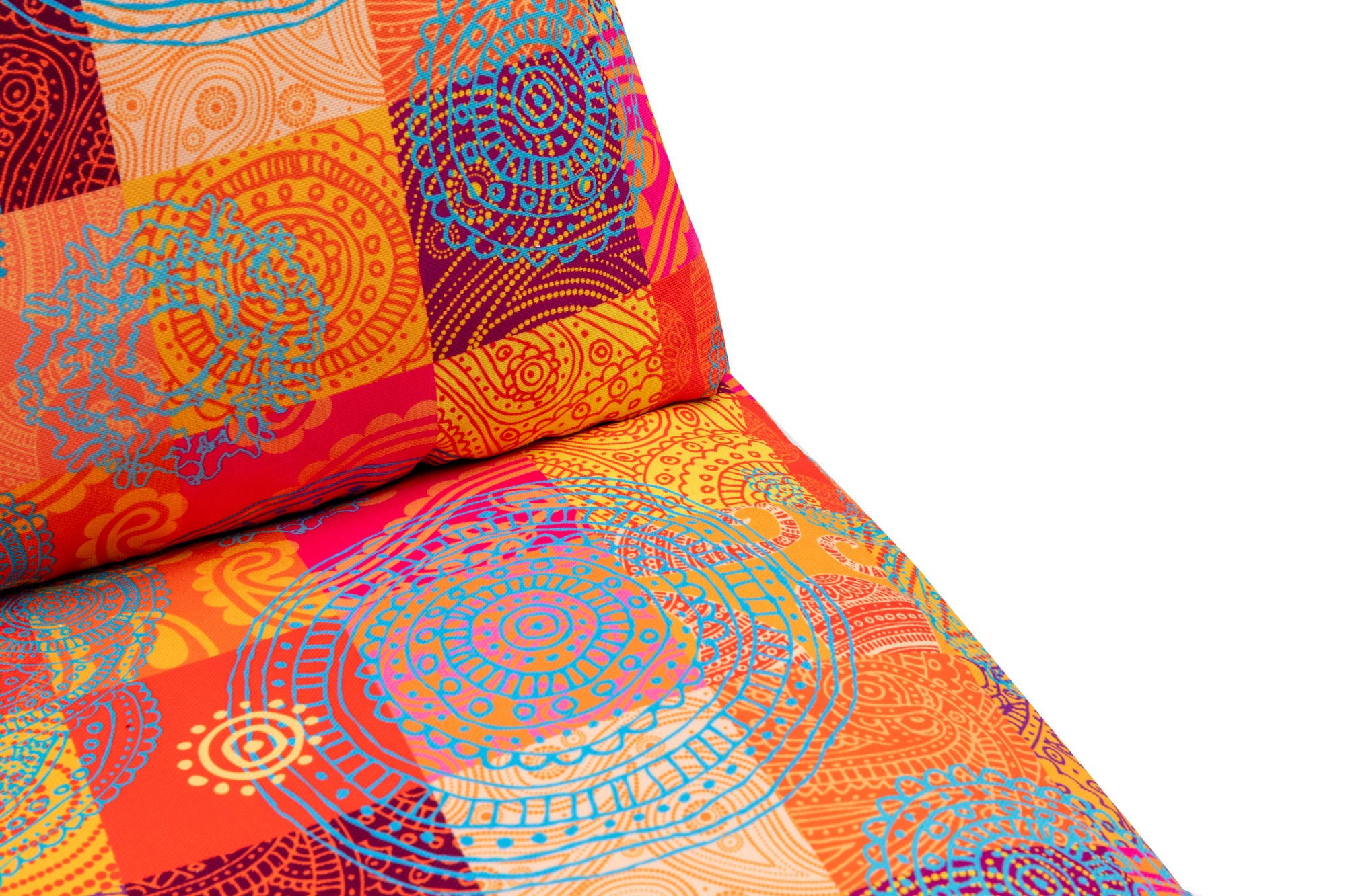 Sofá-cama versátil de 1 lugar, estrutura de metal, tecido digital patchwork | Encosto ajustável em 14 níveis, fácil conversão | Perfeito para decoração tradicional e do sudoeste