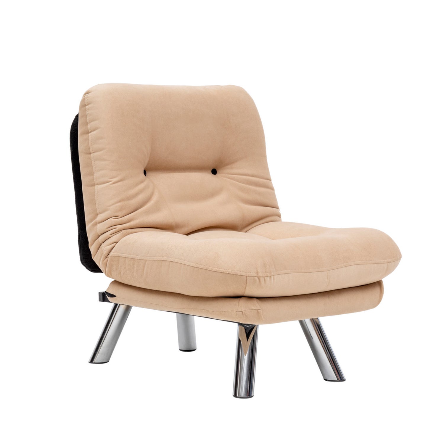 Sofá-cama moderno de 1 lugar, creme, estrutura 100% metálica e tecido macio | Encosto multiposições, fácil de limpar, capacidade para 100 kg | Perfeito para o estilo escandinavo