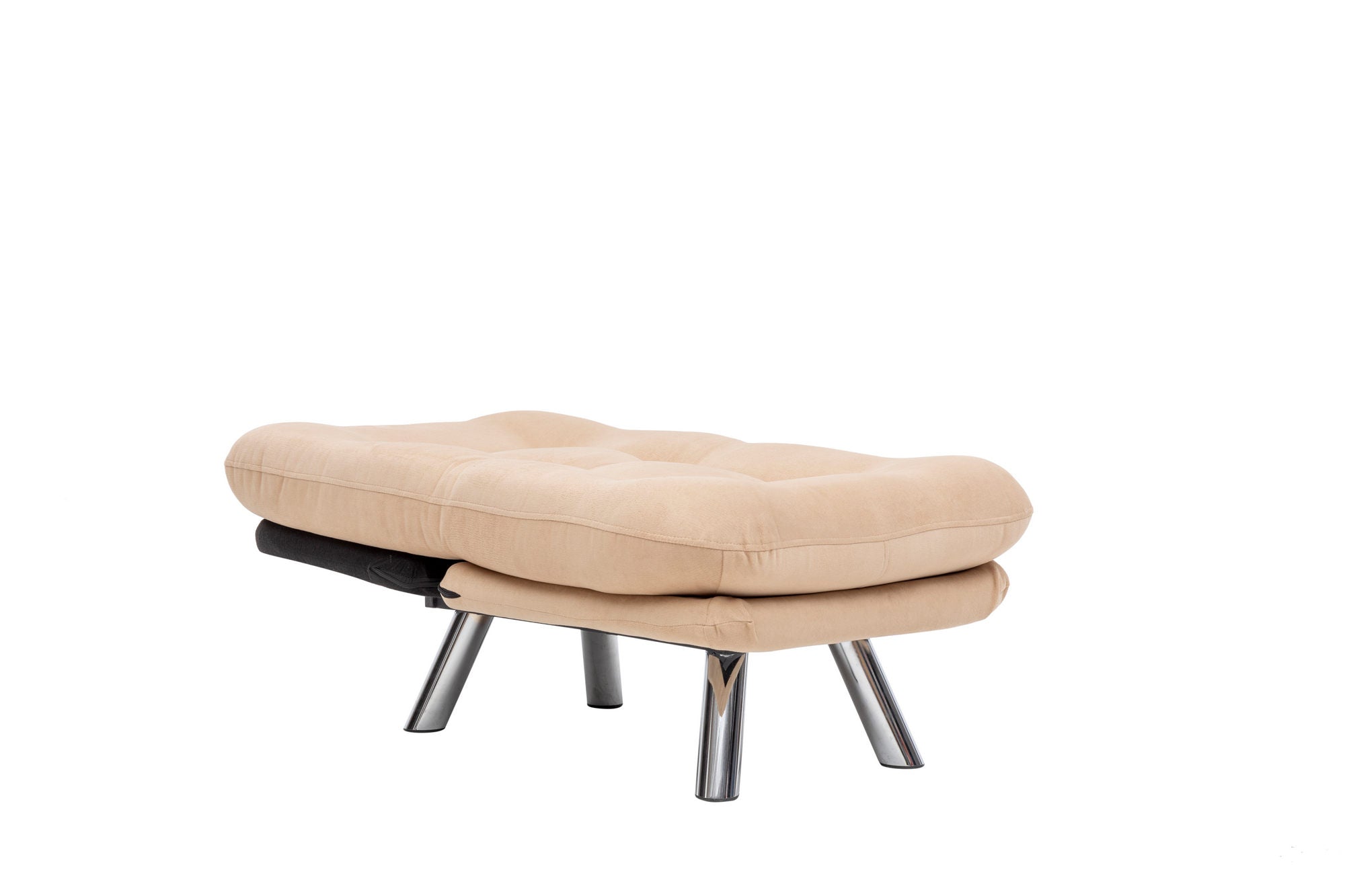 Sofá-cama moderno de 1 lugar, creme, estrutura 100% metálica e tecido macio | Encosto multiposições, fácil de limpar, capacidade para 100 kg | Perfeito para o estilo escandinavo
