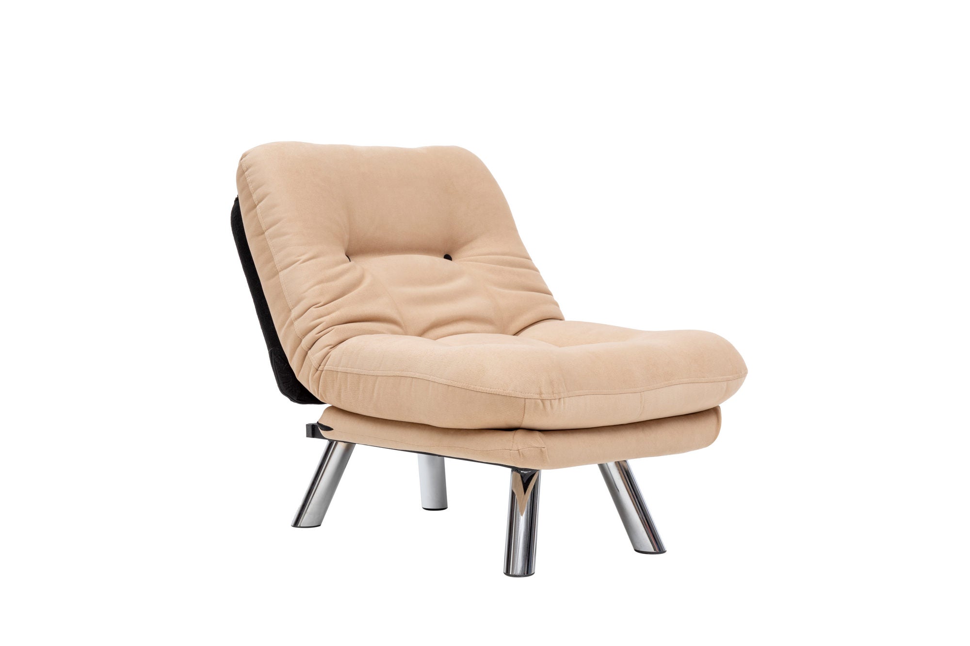 Sofá-cama moderno de 1 lugar, creme, estrutura 100% metálica e tecido macio | Encosto multiposições, fácil de limpar, capacidade para 100 kg | Perfeito para o estilo escandinavo