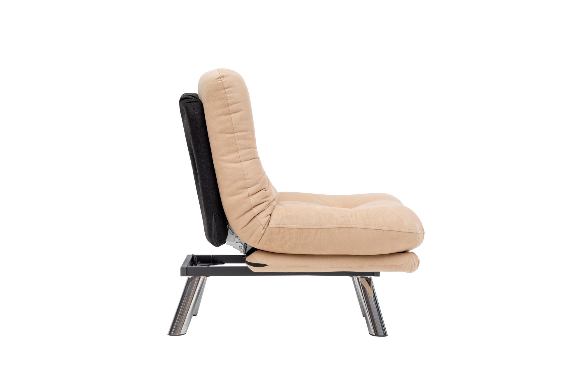 Sofá-cama moderno de 1 lugar, creme, estrutura 100% metálica e tecido macio | Encosto multiposições, fácil de limpar, capacidade para 100 kg | Perfeito para o estilo escandinavo