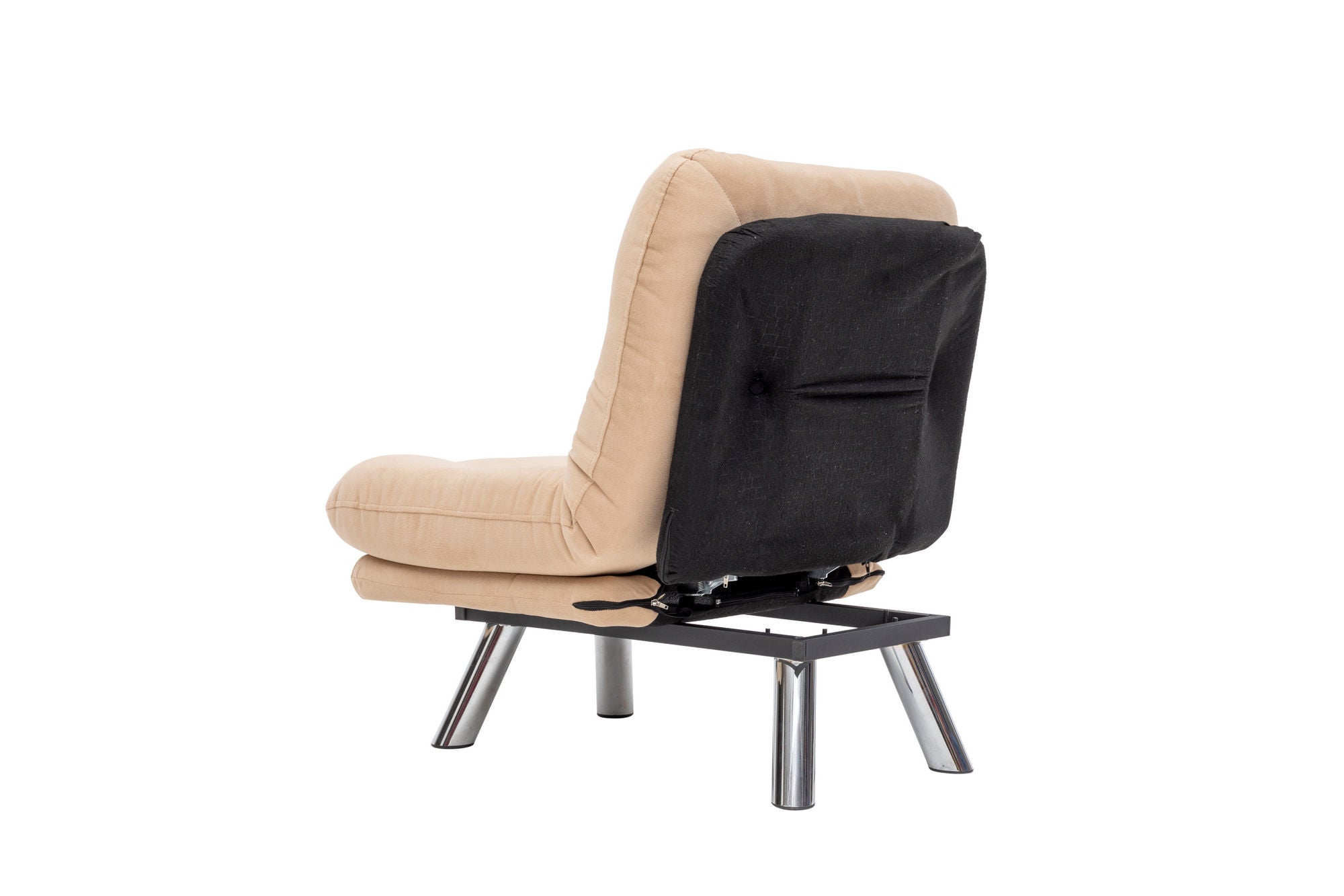 Sofá-cama moderno de 1 lugar, creme, estrutura 100% metálica e tecido macio | Encosto multiposições, fácil de limpar, capacidade para 100 kg | Perfeito para o estilo escandinavo