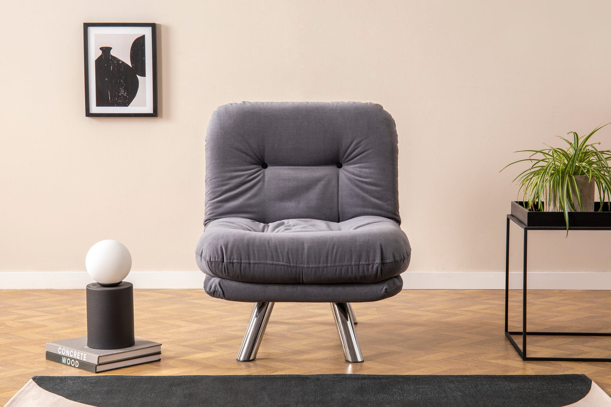 Sofá-cama moderno de 1 lugar, cinza, estrutura 100% metálica e tecido macio | Encosto multiposições, fácil de limpar, capacidade para 100 kg | Perfeito para espaços pequenos