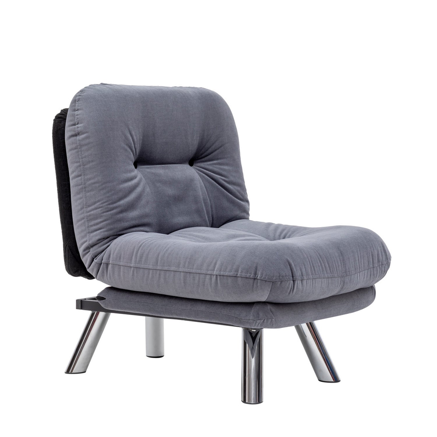 Sofá-cama moderno de 1 lugar, cinza, estrutura 100% metálica e tecido macio | Encosto multiposições, fácil de limpar, capacidade para 100 kg | Perfeito para espaços pequenos