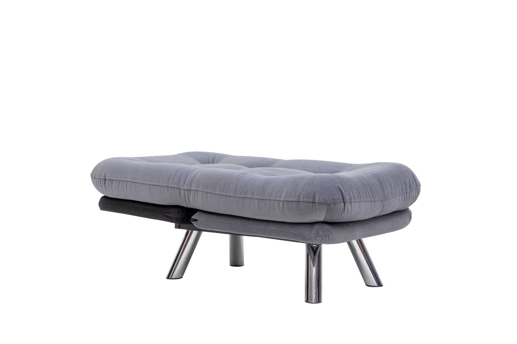 Sofá-cama moderno de 1 lugar, cinza, estrutura 100% metálica e tecido macio | Encosto multiposições, fácil de limpar, capacidade para 100 kg | Perfeito para espaços pequenos