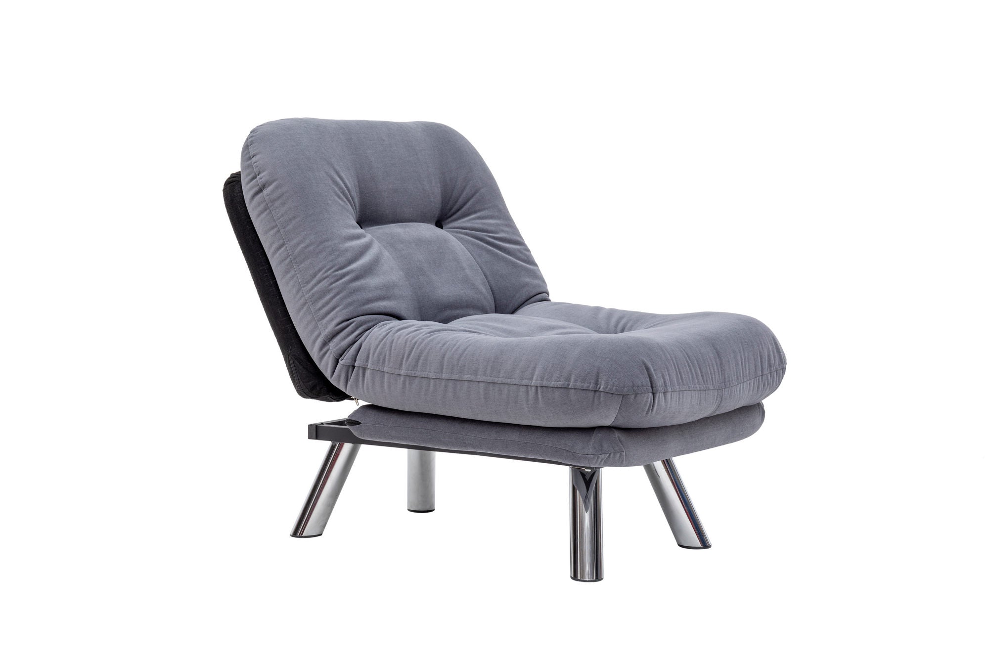 Sofá-cama moderno de 1 lugar, cinza, estrutura 100% metálica e tecido macio | Encosto multiposições, fácil de limpar, capacidade para 100 kg | Perfeito para espaços pequenos