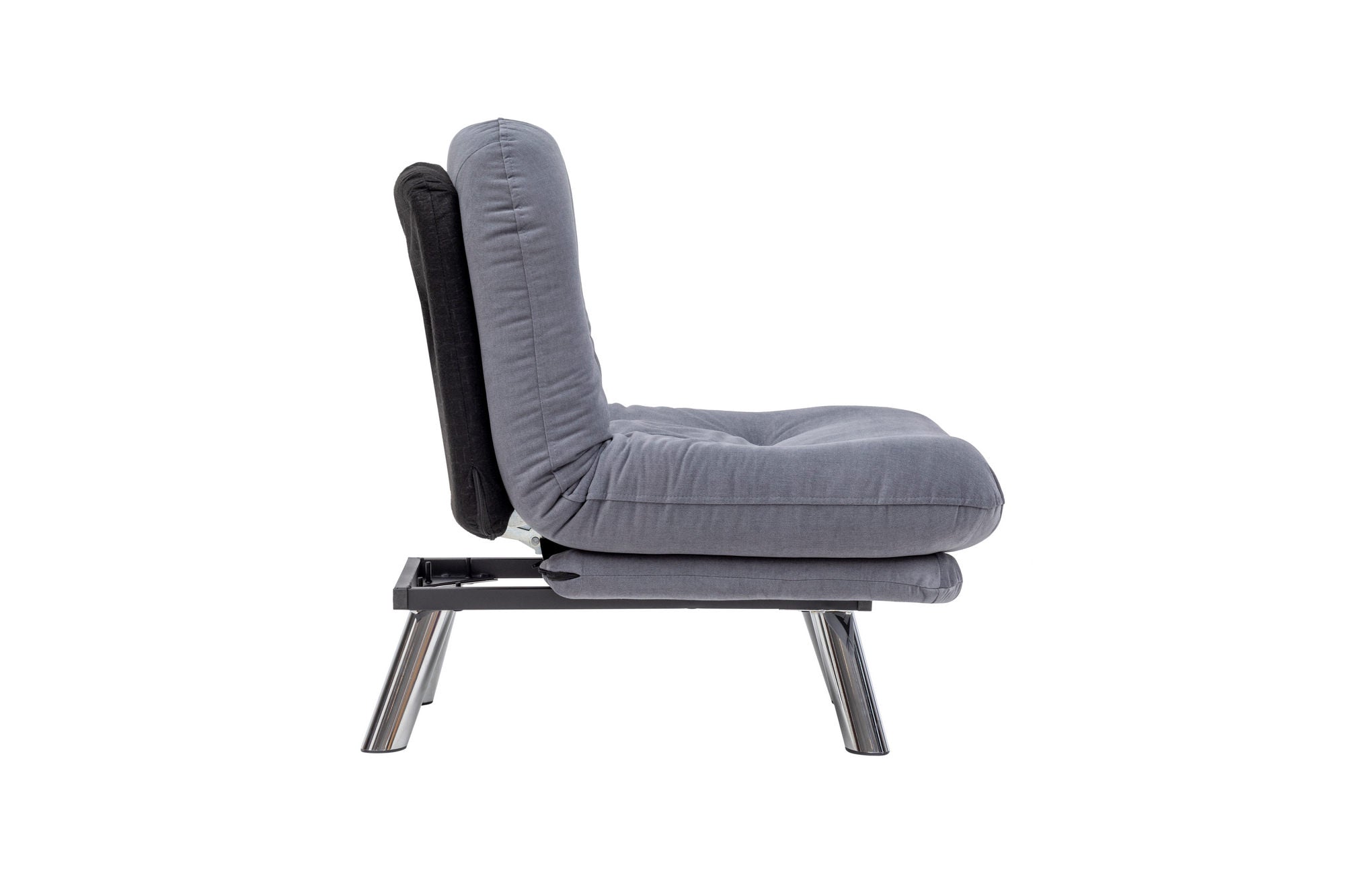 Sofá-cama moderno de 1 lugar, cinza, estrutura 100% metálica e tecido macio | Encosto multiposições, fácil de limpar, capacidade para 100 kg | Perfeito para espaços pequenos