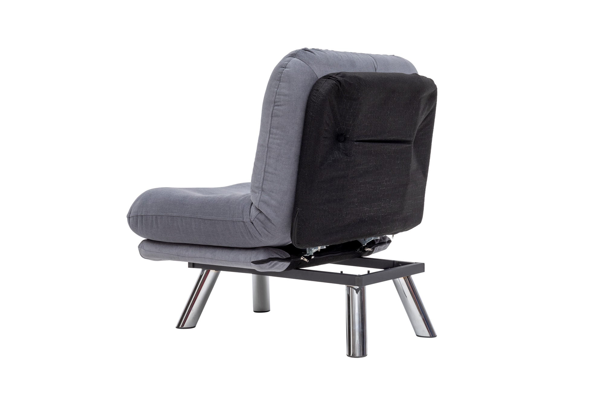 Sofá-cama moderno de 1 lugar, cinza, estrutura 100% metálica e tecido macio | Encosto multiposições, fácil de limpar, capacidade para 100 kg | Perfeito para espaços pequenos