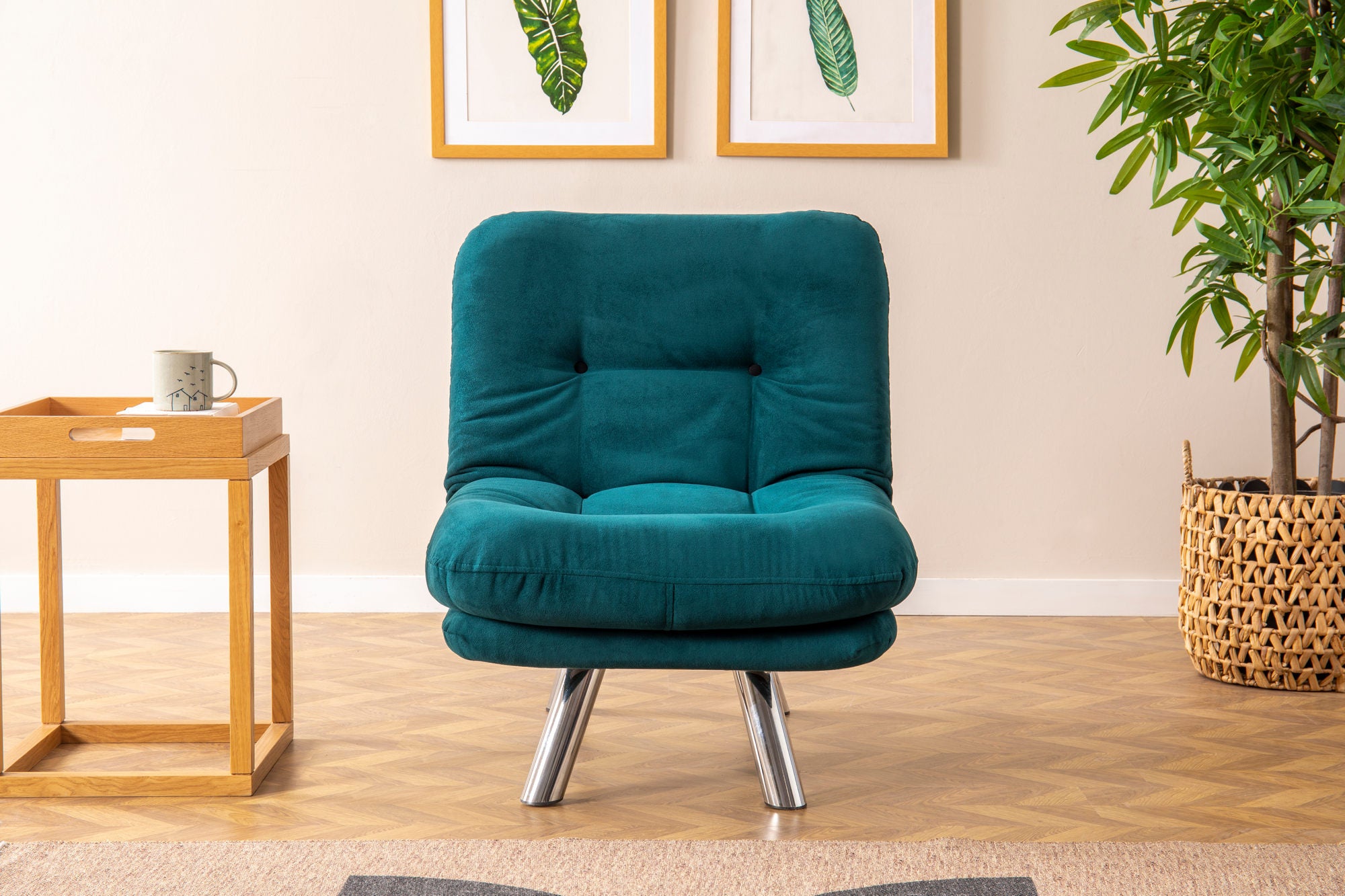 Sofá-cama versátil de 1 lugar, verde-petróleo, estrutura 100% metálica e tecido macio | Encosto multiposições, fácil de limpar, peso máximo de 100 kg | Perfeito para espaços pequenos