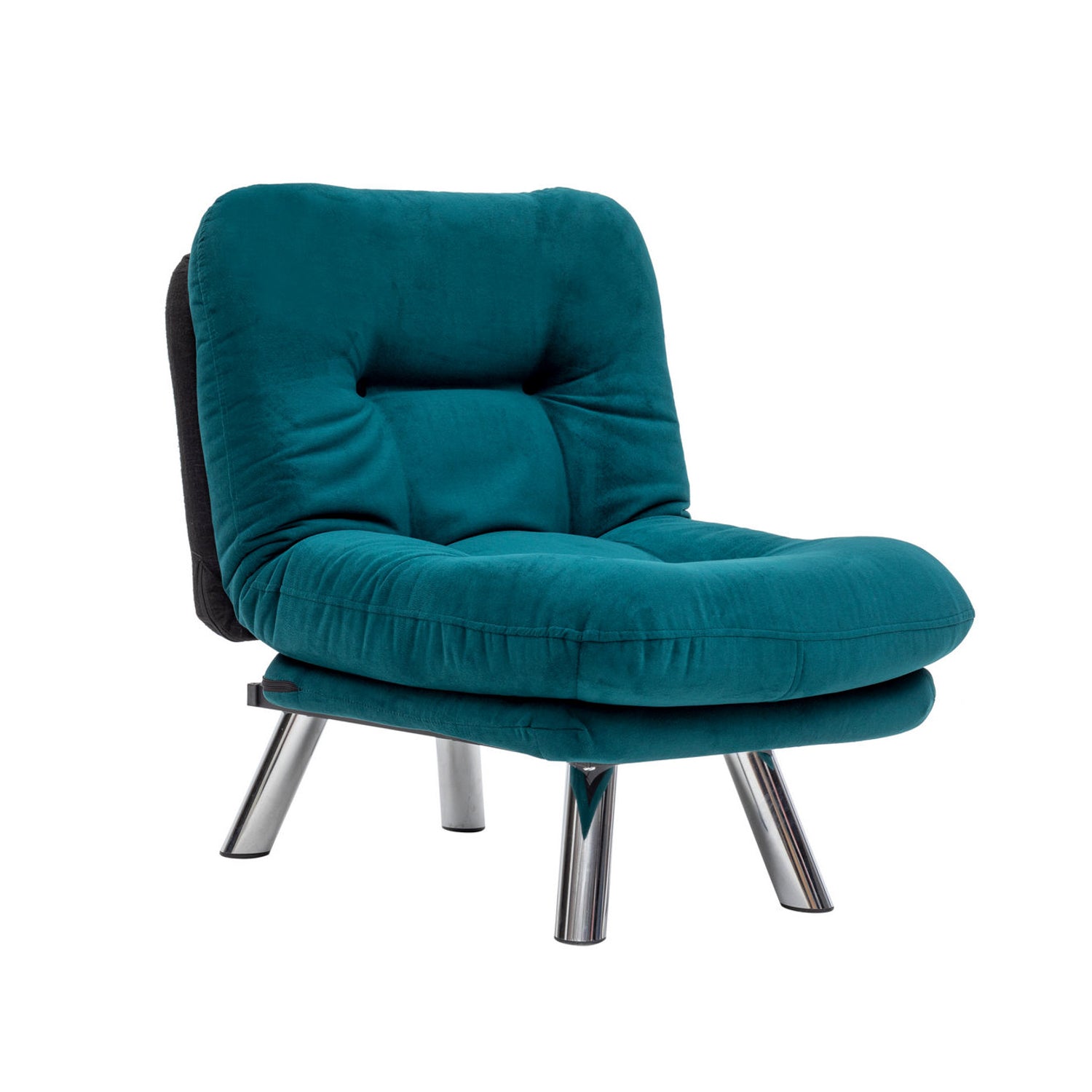 Sofá-cama versátil de 1 lugar, verde-petróleo, estrutura 100% metálica e tecido macio | Encosto multiposições, fácil de limpar, peso máximo de 100 kg | Perfeito para espaços pequenos