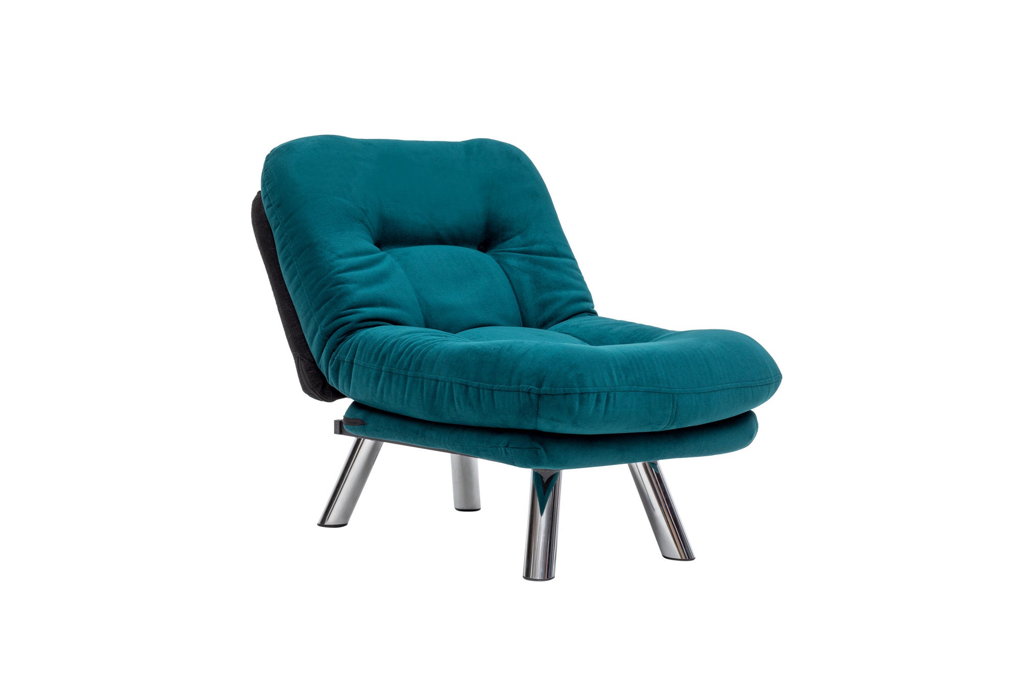 Sofá-cama versátil de 1 lugar, verde-petróleo, estrutura 100% metálica e tecido macio | Encosto multiposições, fácil de limpar, peso máximo de 100 kg | Perfeito para espaços pequenos