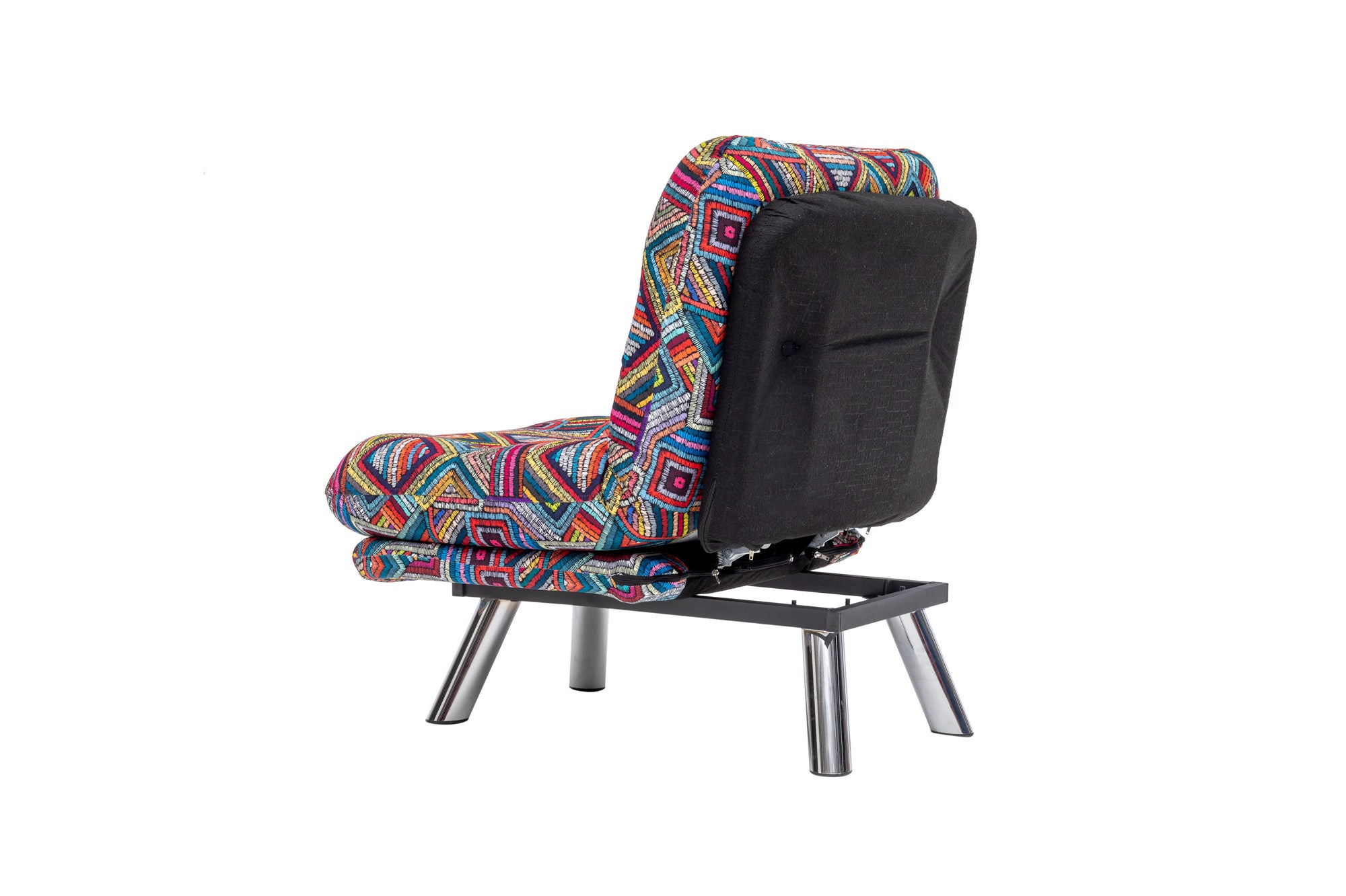 Sofá-cama moderno de 1 lugar, estrutura 100% metálica, tecido macio, encosto multiposições, fácil de limpar, tamanho de cama 110 x 70 cm, design elegante e funcional
