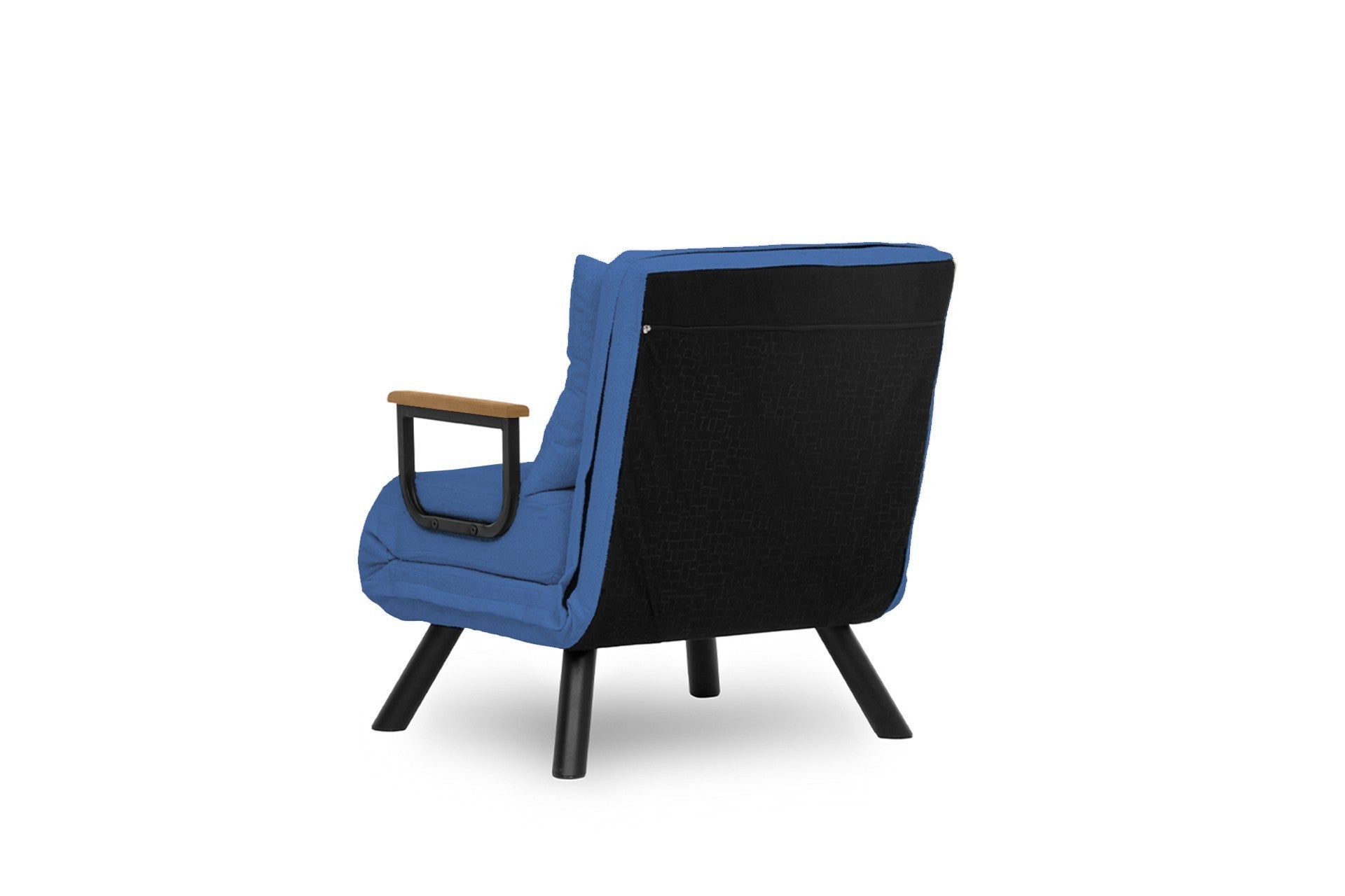 Sofá-cama moderno de 1 lugar, azul, estrutura 100% metálica, encosto ajustável em 14 níveis, fácil conversão, perfeito para espaços pequenos, design elegante e funcional