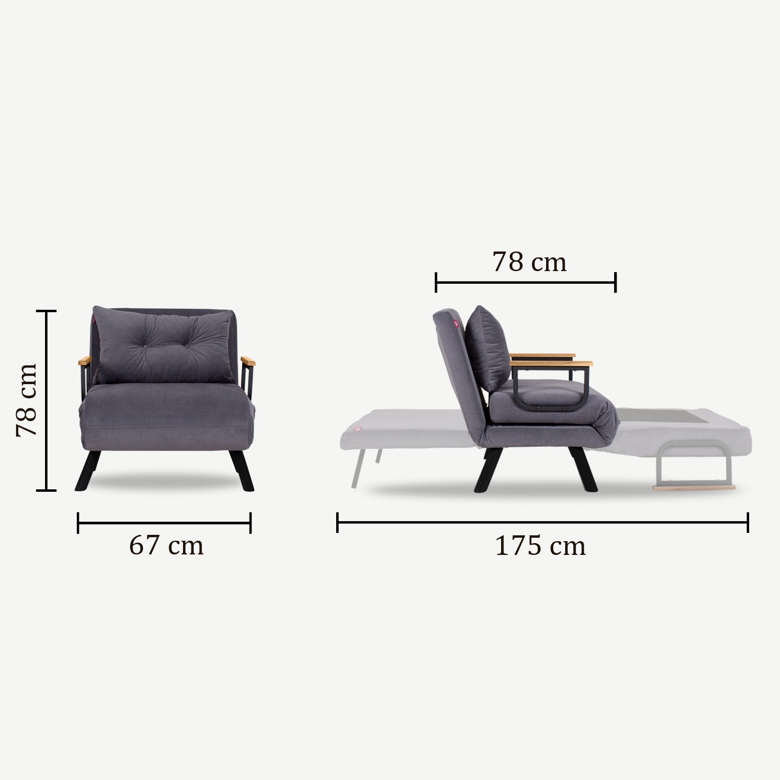 Sofá-cama moderno de 1 lugar, azul, estrutura 100% metálica, encosto ajustável em 14 níveis, fácil conversão, perfeito para espaços pequenos, design elegante e funcional