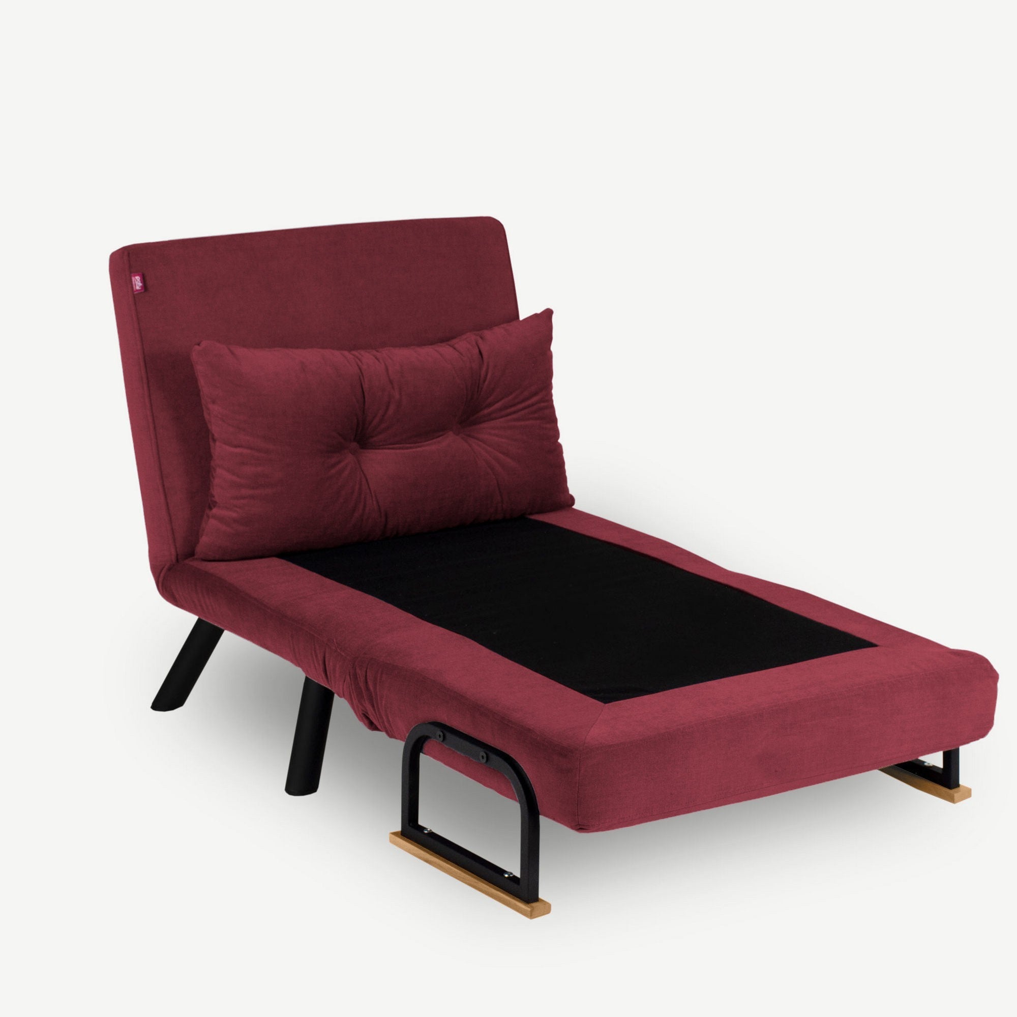 Sofá-cama versátil de 1 lugar, marrom, estrutura 100% metálica | Encosto ajustável, fácil conversão, capacidade para 100 kg | Perfeito para espaços modernos