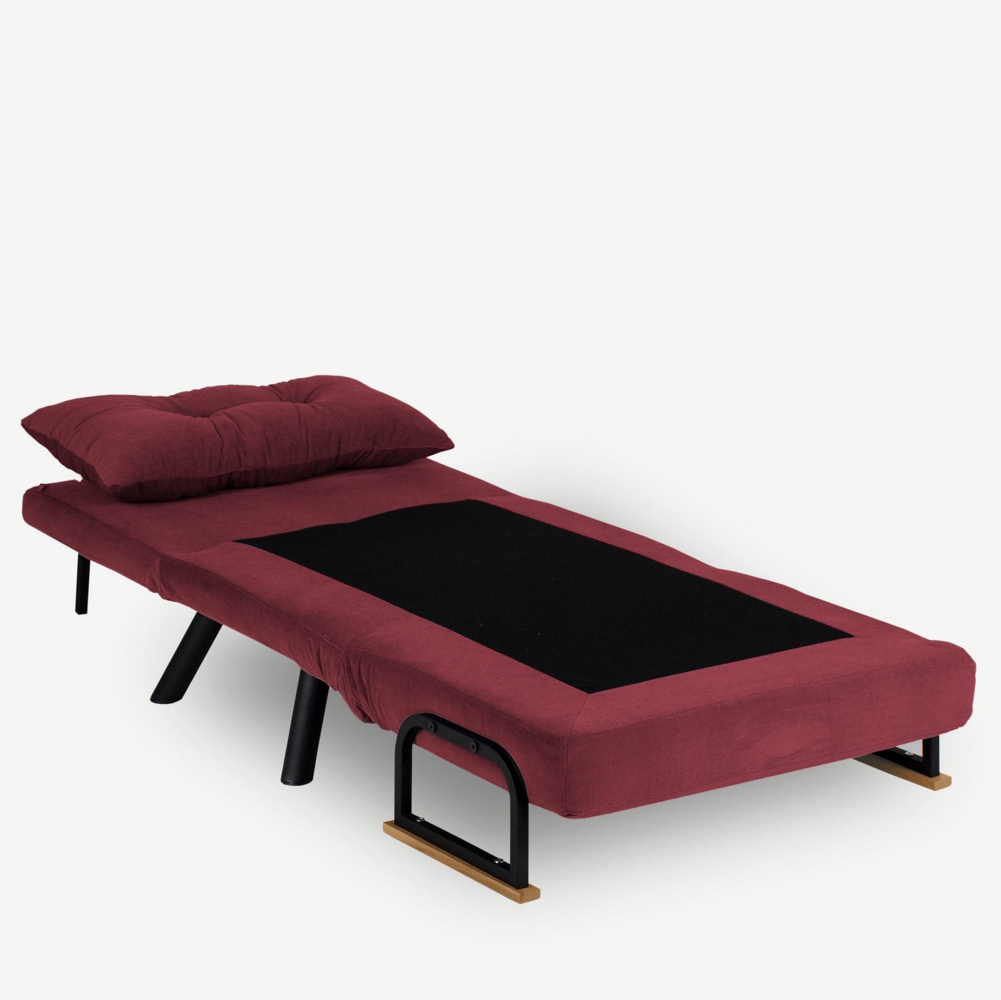 Sofá-cama versátil de 1 lugar, marrom, estrutura 100% metálica | Encosto ajustável, fácil conversão, capacidade para 100 kg | Perfeito para espaços modernos