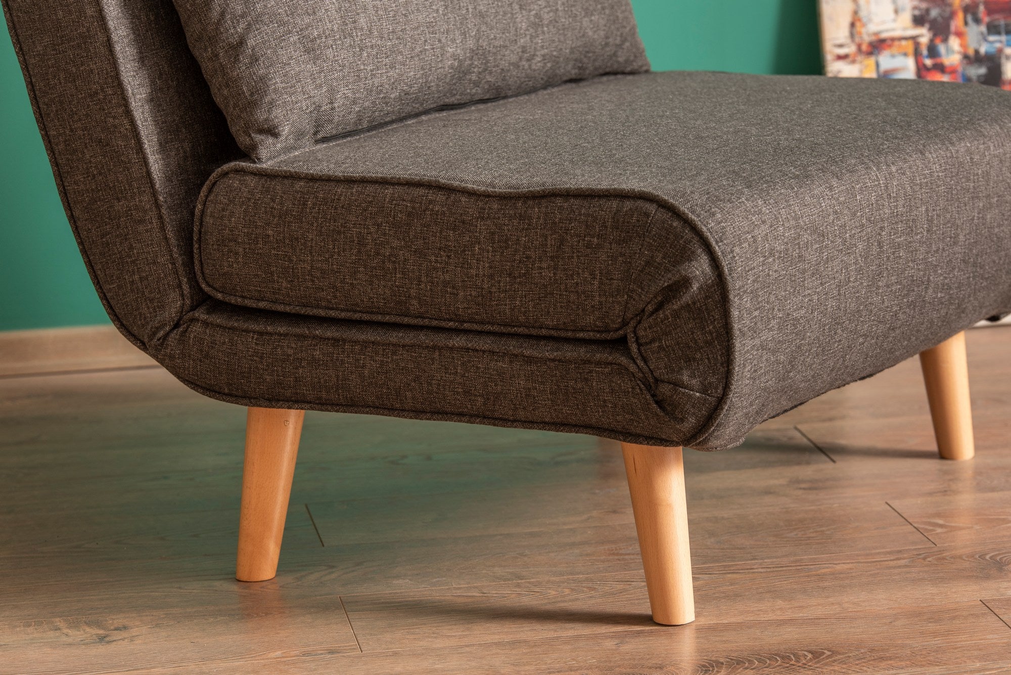 Sofá-cama versátil de 1 lugar, cinza escuro, 180 x 80 cm | Estrutura 100% metal, tecido 100% poliéster, encosto ajustável de 14 níveis | Perfeito para espaços pequenos