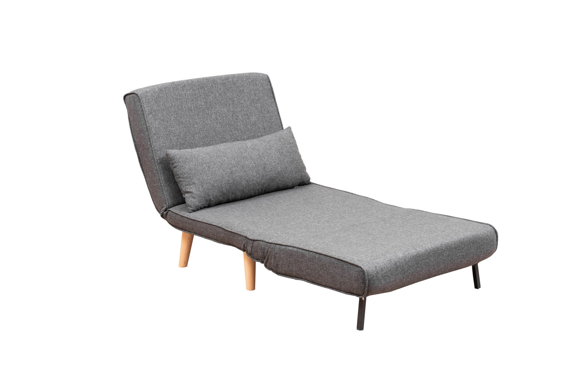 Sofá-cama versátil de 1 lugar, cinza escuro, 180 x 80 cm | Estrutura 100% metal, tecido 100% poliéster, encosto ajustável de 14 níveis | Perfeito para espaços pequenos