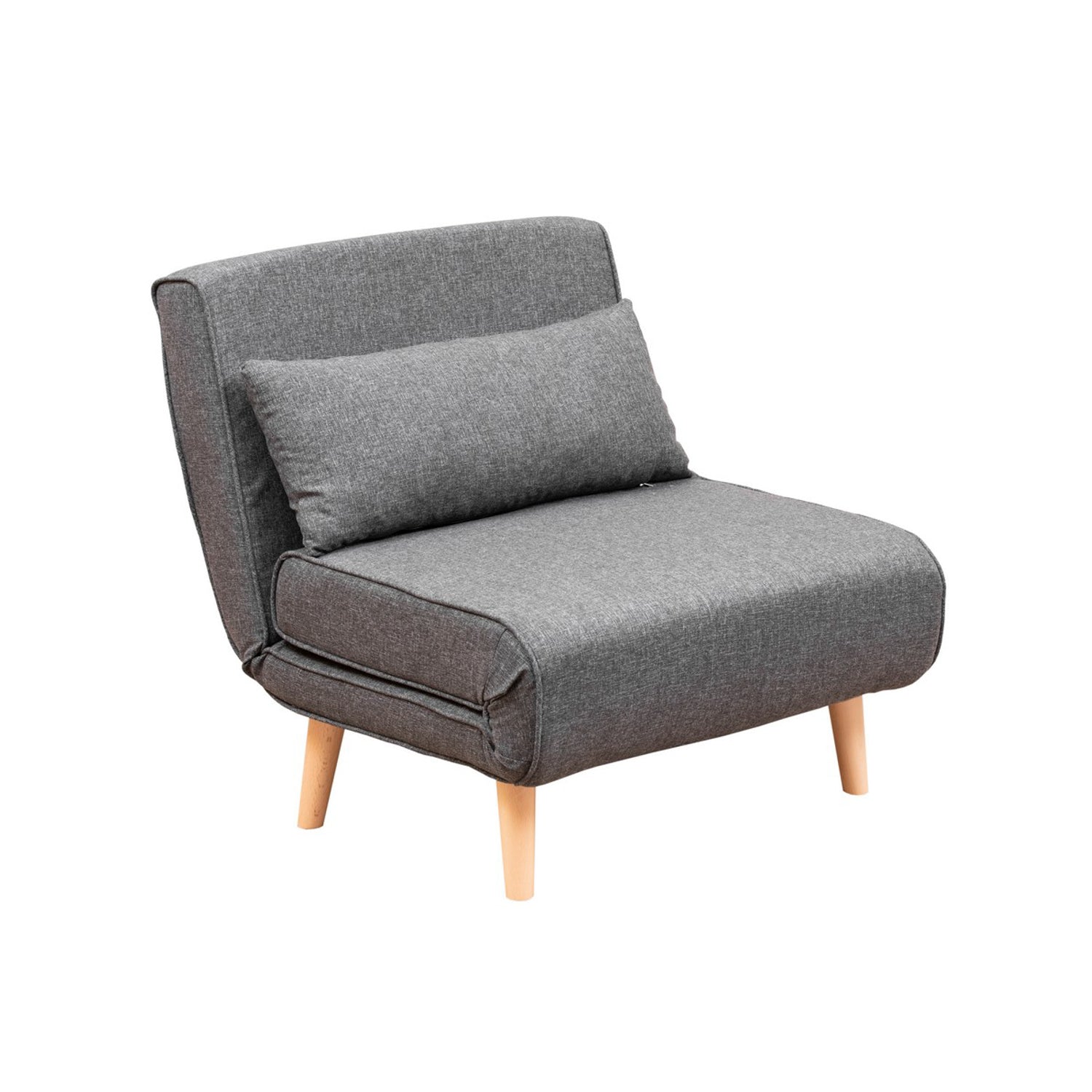 Sofá-cama versátil de 1 lugar, cinza escuro, 180 x 80 cm | Estrutura 100% metal, tecido 100% poliéster, encosto ajustável de 14 níveis | Perfeito para espaços pequenos