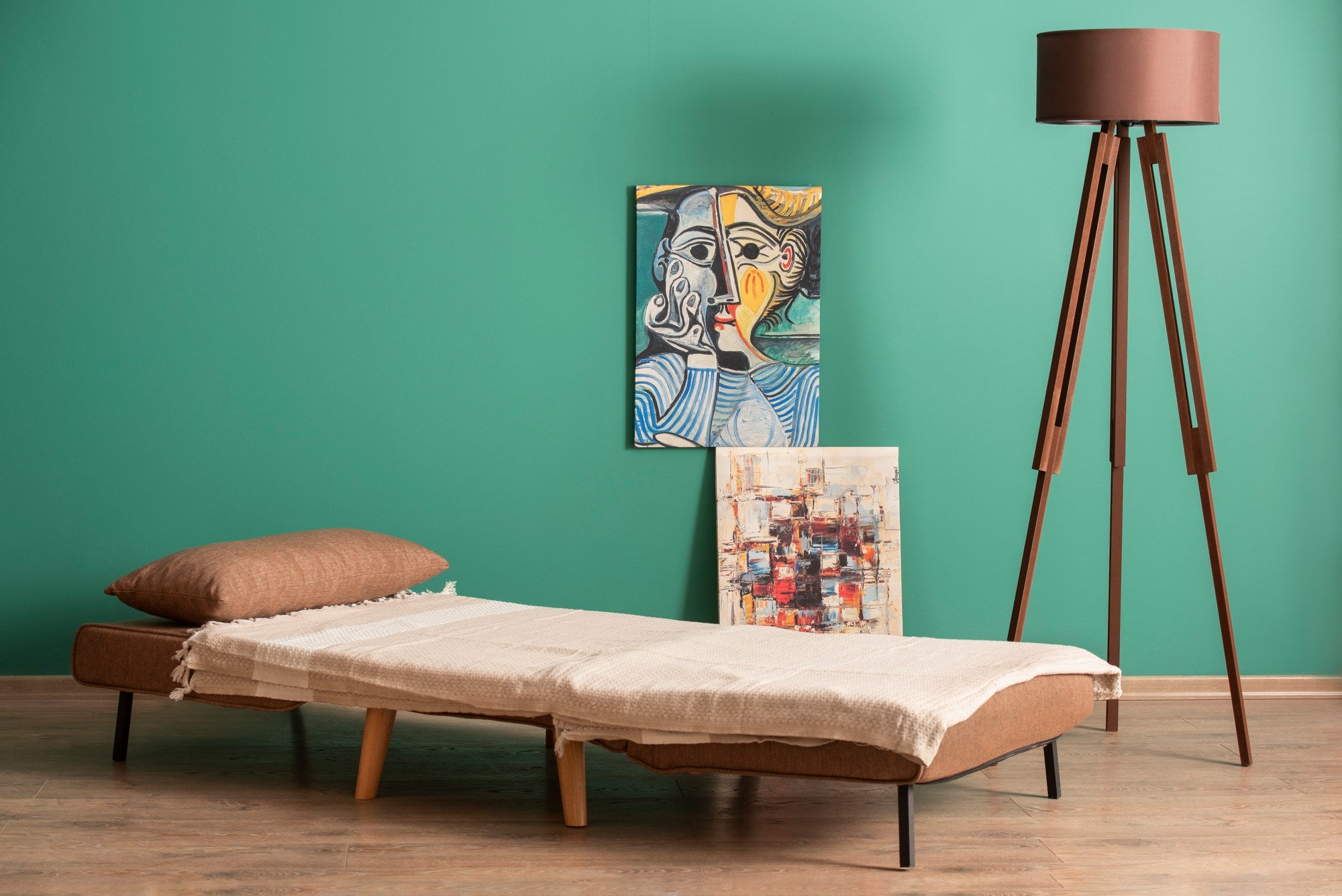 Sofá-cama versátil de 1 lugar, marrom | Estrutura 100% metálica, tecido 100% poliéster | Encosto ajustável de 14 níveis, espuma DNS alta, tamanho da cama 180 x 80 cm