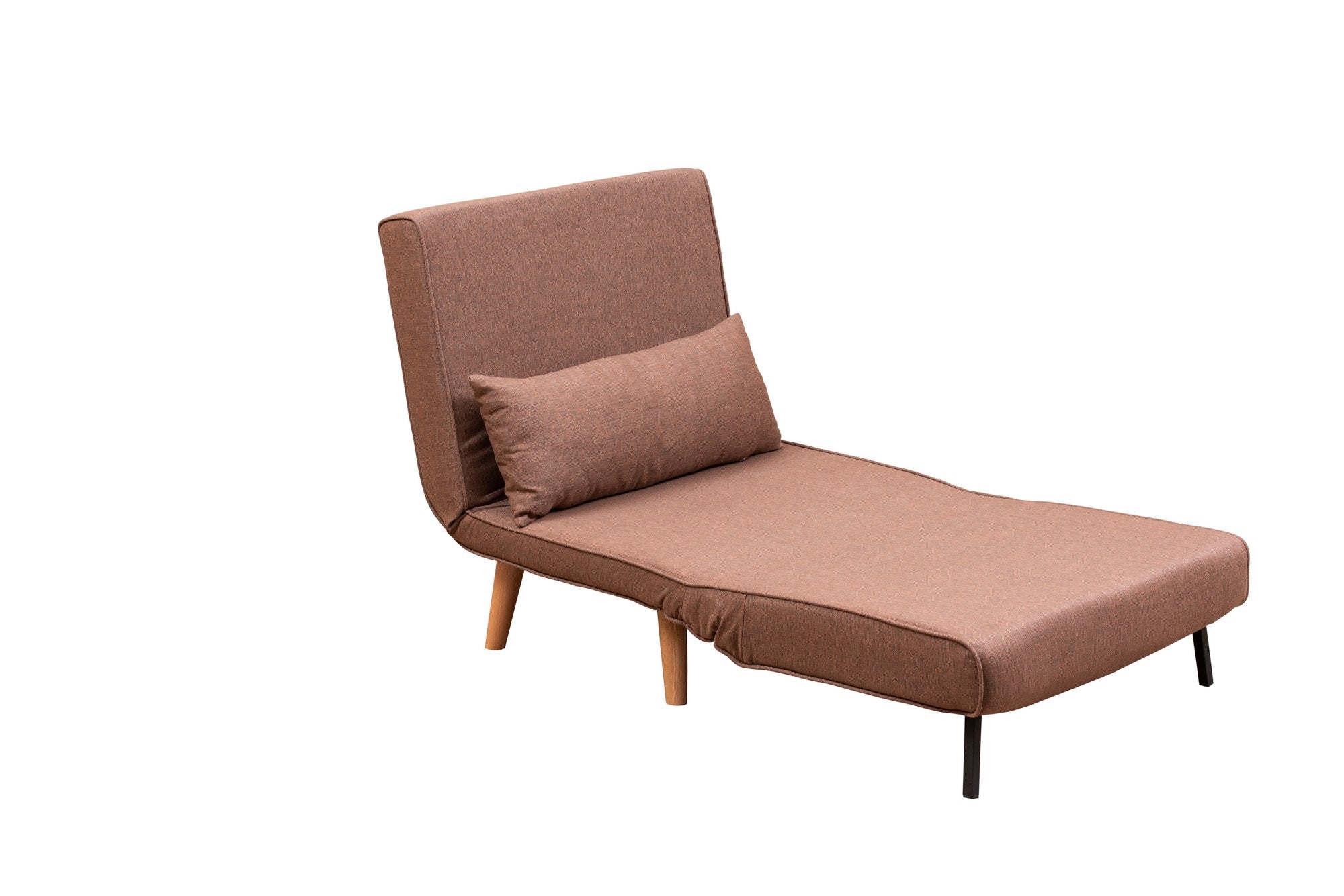 Sofá-cama versátil de 1 lugar, marrom | Estrutura 100% metálica, tecido 100% poliéster | Encosto ajustável de 14 níveis, espuma DNS alta, tamanho da cama 180 x 80 cm
