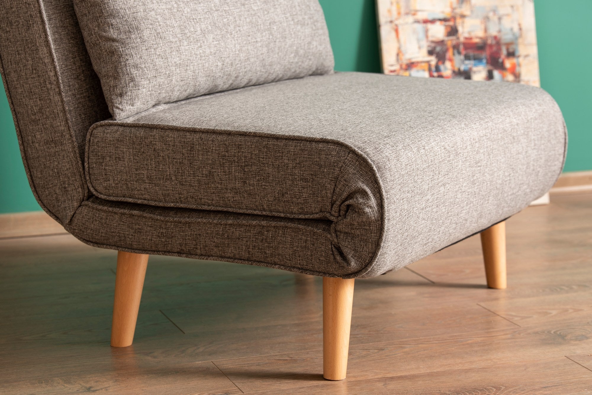 Sofá-cama cinza claro de 1 lugar, estrutura 100% metálica, 100% poliéster, encosto ajustável de 14 níveis, espuma DNS alta, tamanho da cama: 180 x 80 cm | Perfeito para espaços pequenos