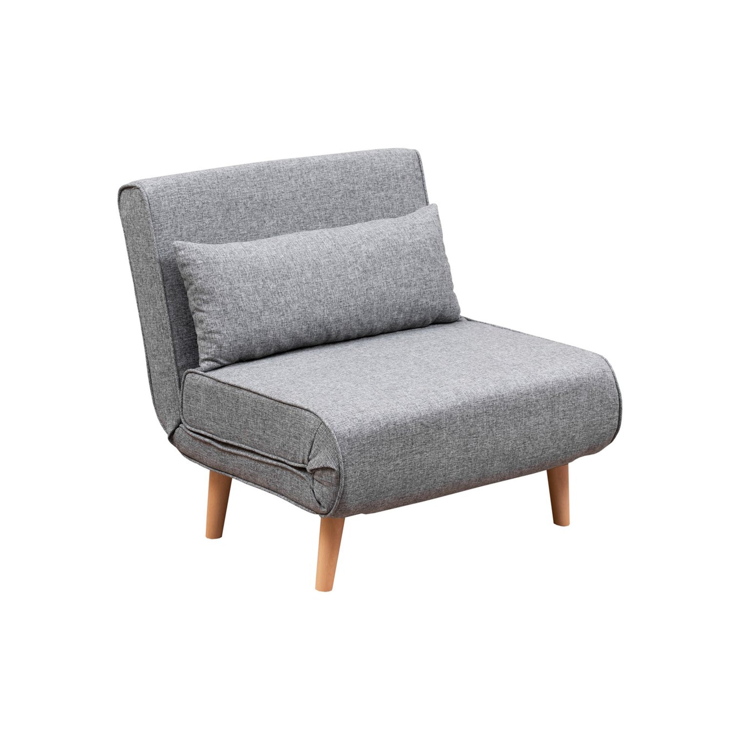 Sofá-cama cinza claro de 1 lugar, estrutura 100% metálica, 100% poliéster, encosto ajustável de 14 níveis, espuma DNS alta, tamanho da cama: 180 x 80 cm | Perfeito para espaços pequenos