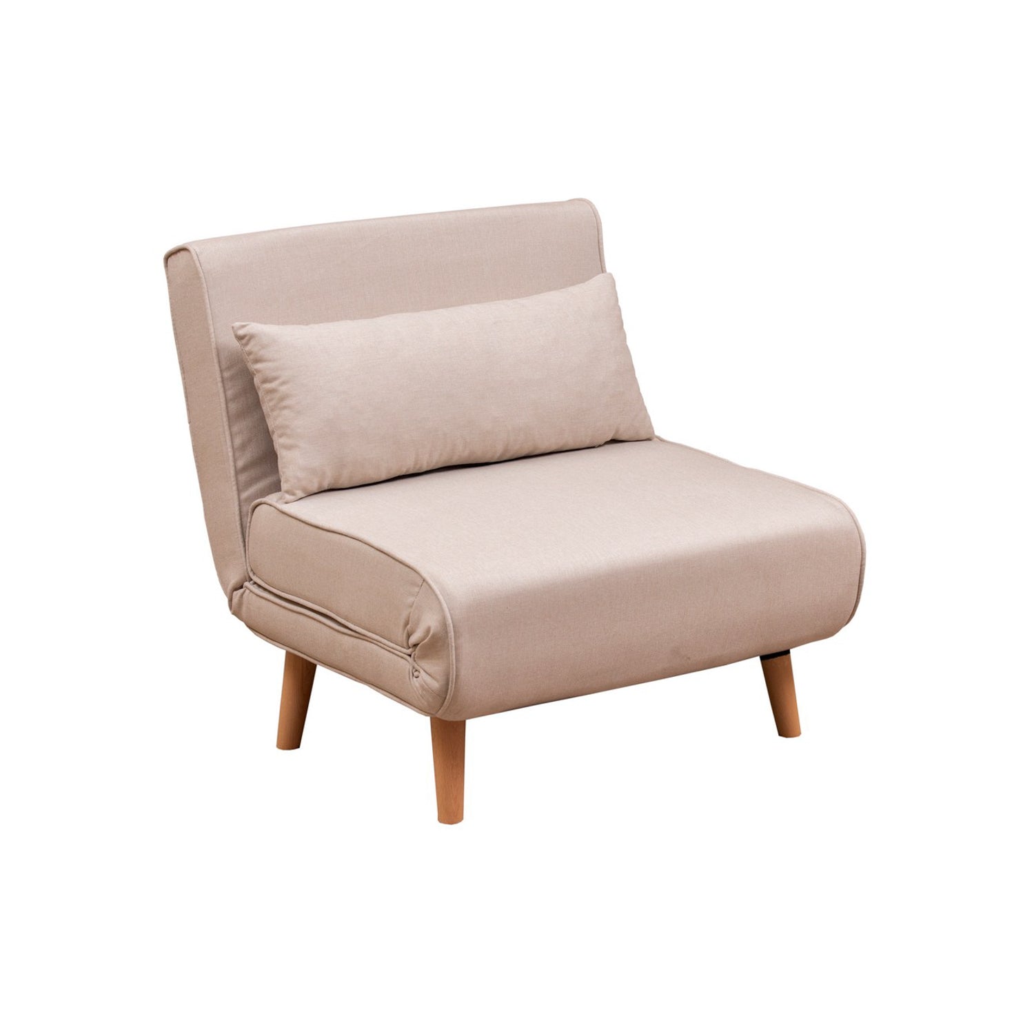 Sofá-cama versátil de 1 lugar, creme | Estrutura 100% metal, 100% poliéster | Encosto ajustável de 14 níveis, espuma DNS alta, tamanho da cama: 180 x 80 cm | Perfeito para espaços pequenos