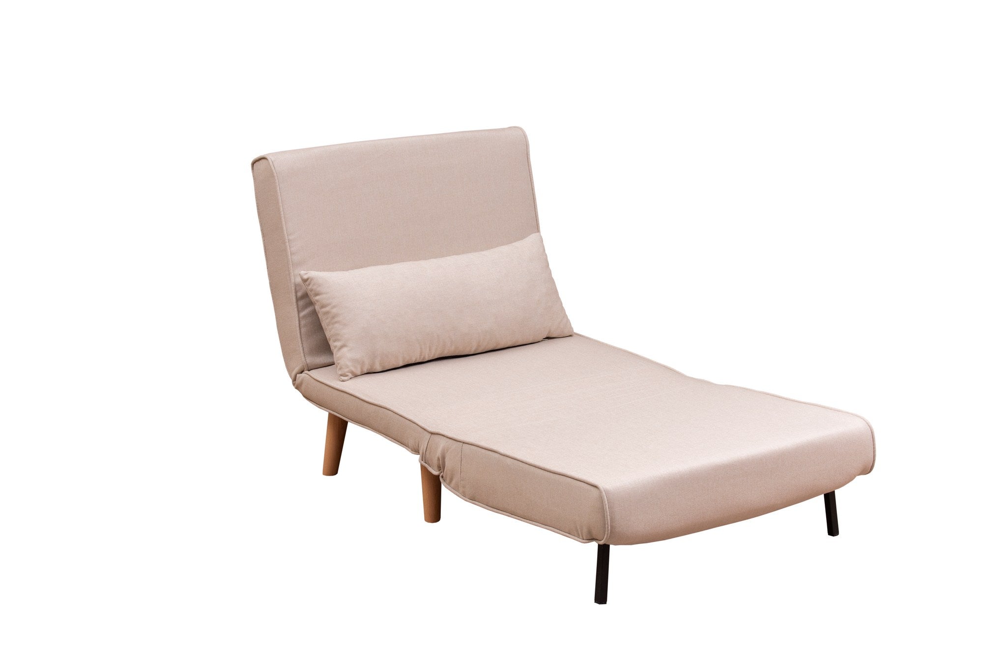 Sofá-cama versátil de 1 lugar, creme | Estrutura 100% metal, 100% poliéster | Encosto ajustável de 14 níveis, espuma DNS alta, tamanho da cama: 180 x 80 cm | Perfeito para espaços pequenos