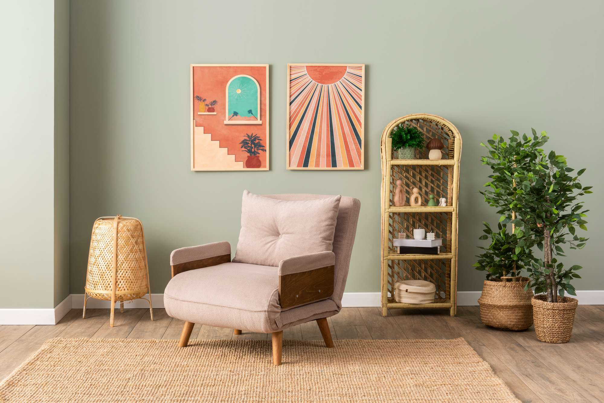 Sofá-cama moderno de 1 lugar, cor vison, 77 x 70 x 82 cm | Estrutura 100% metal e tecido de poliéster | Encosto ajustável em 14 níveis, perfeito para espaços pequenos