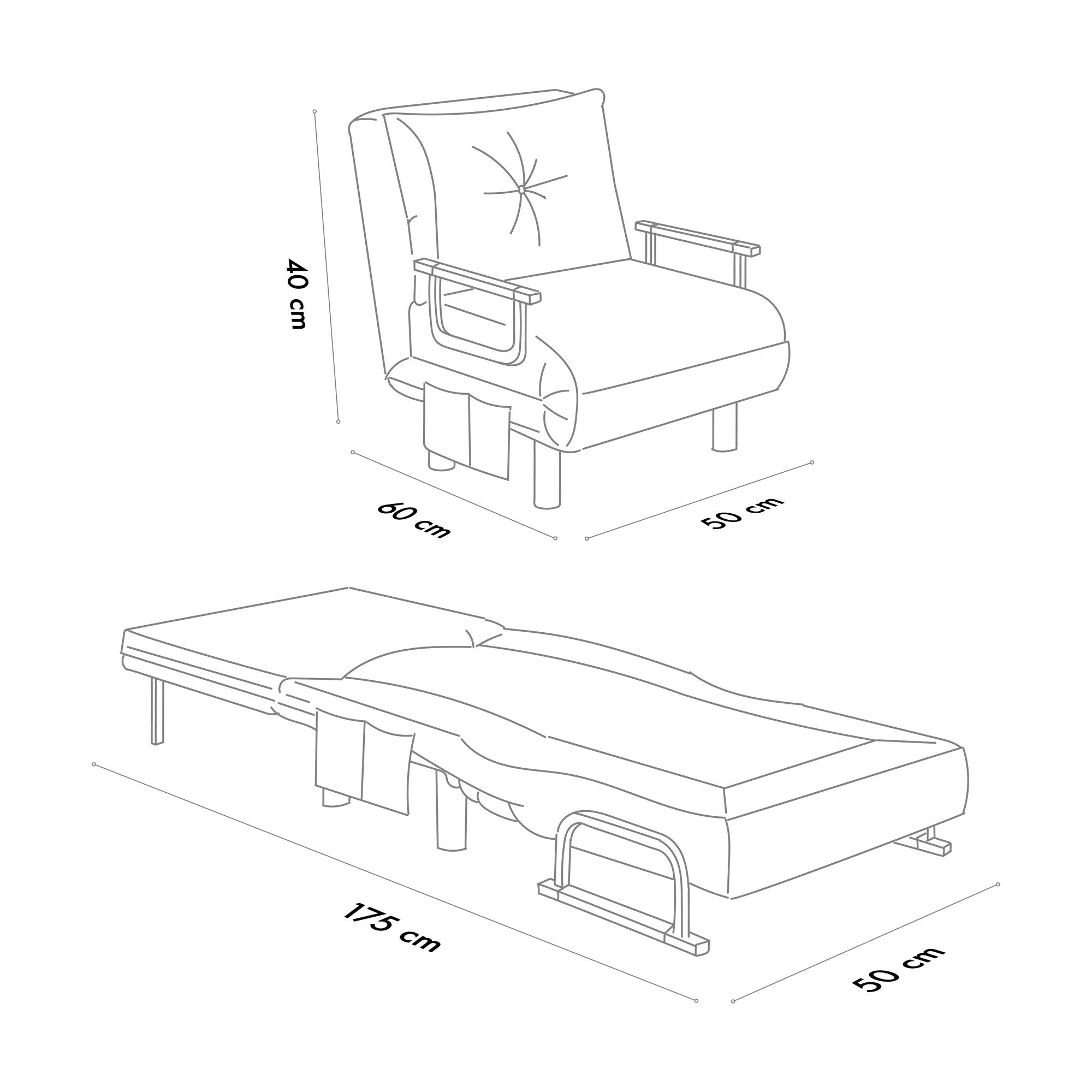 Sofá-cama de 1 lugar-Sento-Cinza