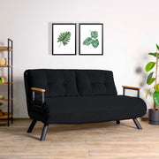 Sofá-cama moderno de 2 lugares, preto, estrutura 100% metálica, encosto ajustável em 14 níveis, converte-se em cama, peso máximo de 200 kg, design elegante e funcional