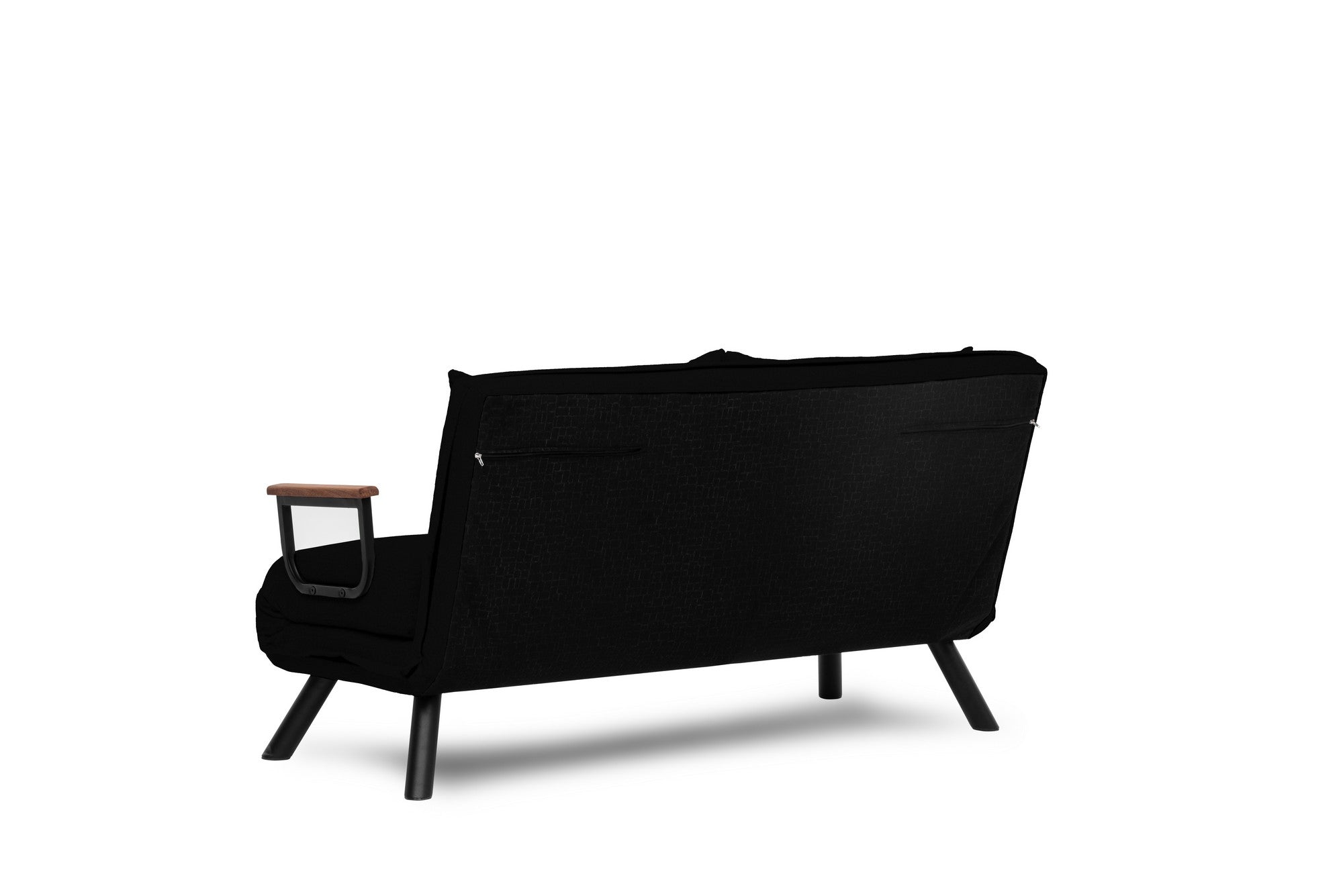 Sofá-cama moderno de 2 lugares, preto, estrutura 100% metálica, encosto ajustável em 14 níveis, converte-se em cama, peso máximo de 200 kg, design elegante e funcional