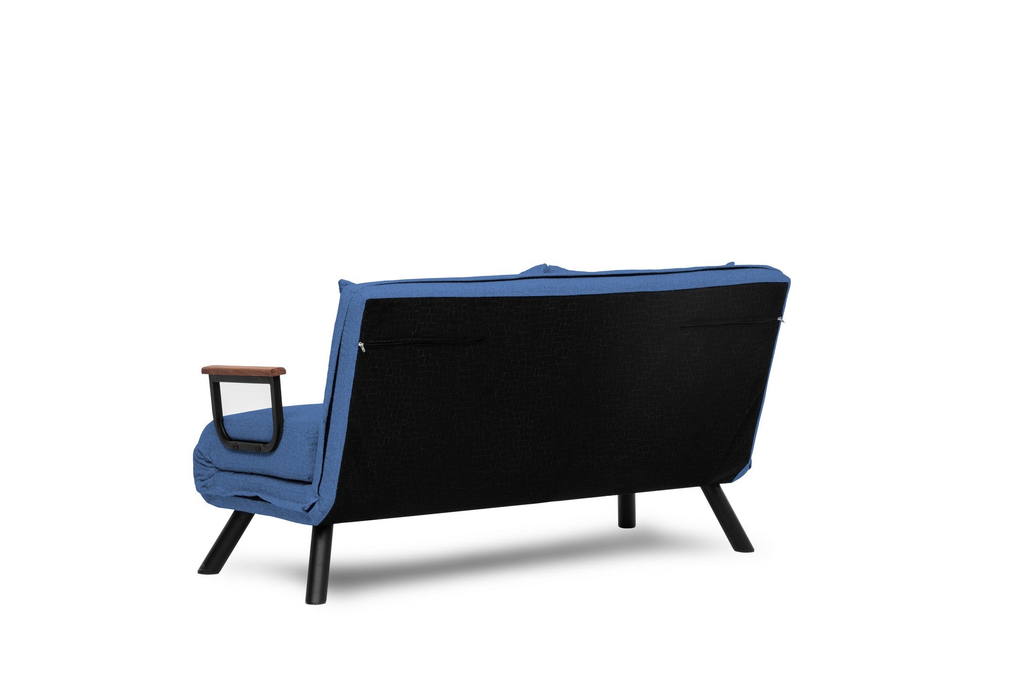 Sofá-cama moderno de 2 lugares, azul, estrutura 100% metálica, encosto ajustável em 14 níveis, fácil conversão, capacidade para 200 kg | Elegante e funcional para residências e hotéis