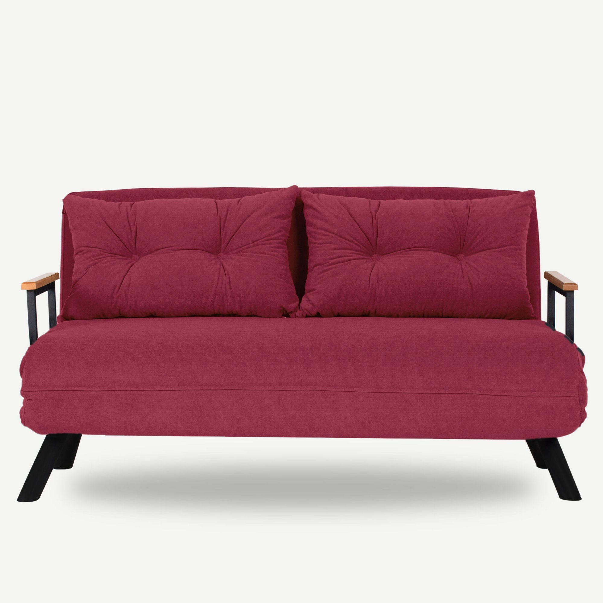Sofá-cama moderno de 2 lugares, marrom, estrutura 100% metálica, encosto ajustável em 14 níveis, fácil conversão, capacidade para 200 kg | Elegante e funcional para sua casa