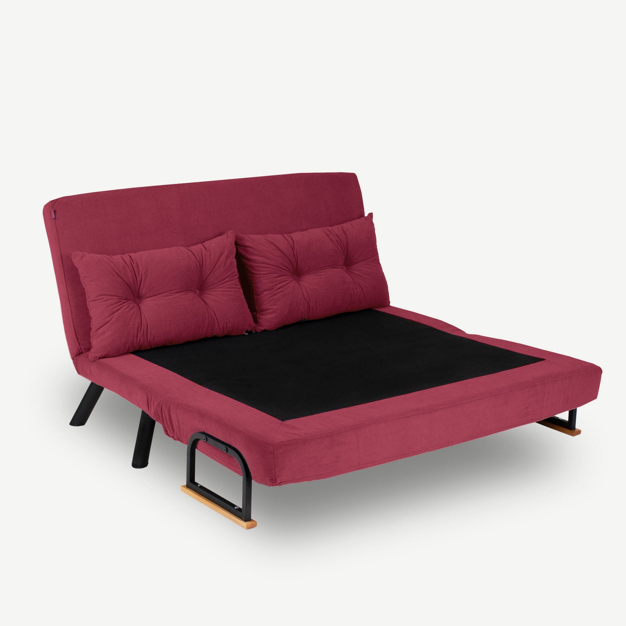 Sofá-cama moderno de 2 lugares, marrom, estrutura 100% metálica, encosto ajustável em 14 níveis, fácil conversão, capacidade para 200 kg | Elegante e funcional para sua casa