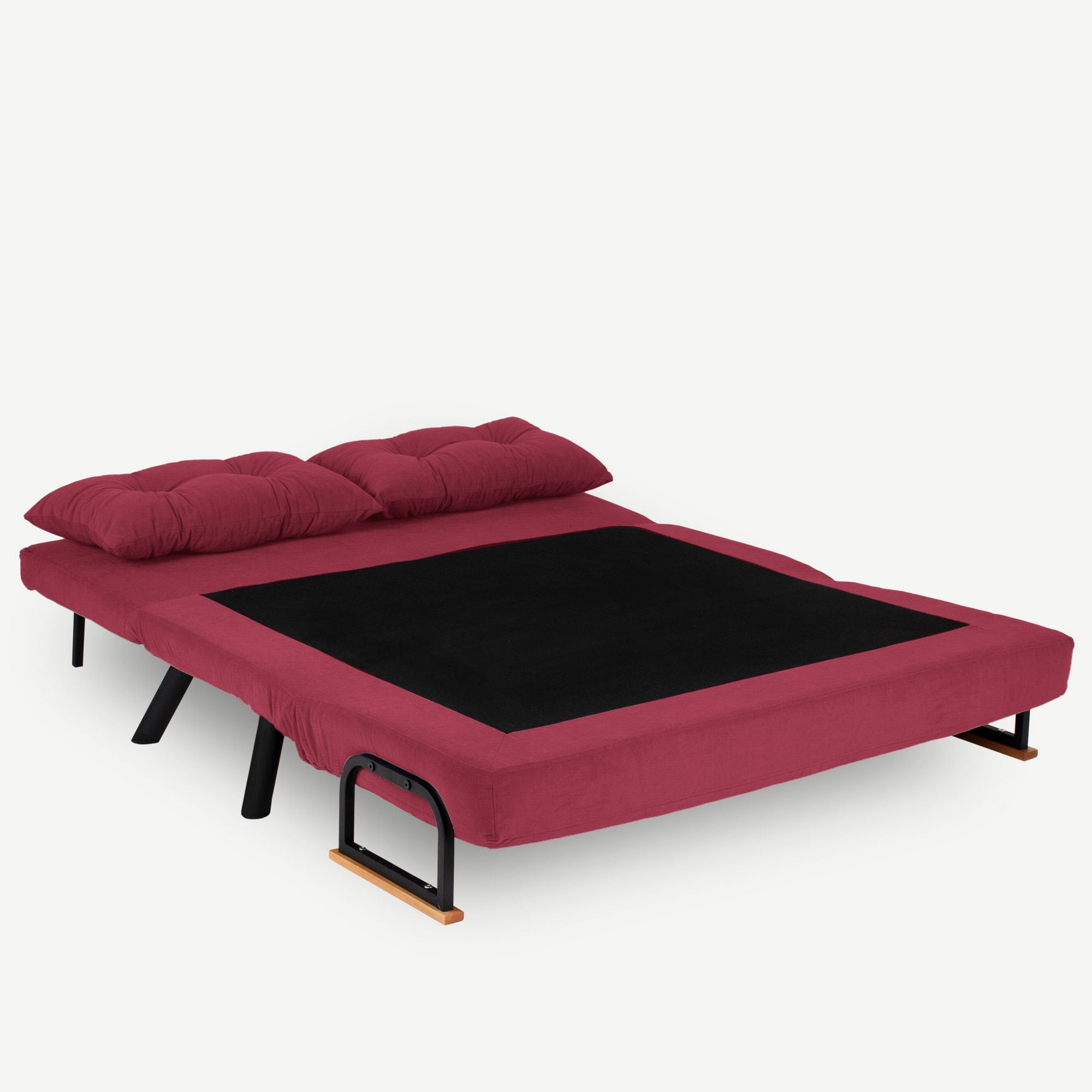 Sofá-cama moderno de 2 lugares, marrom, estrutura 100% metálica, encosto ajustável em 14 níveis, fácil conversão, capacidade para 200 kg | Elegante e funcional para sua casa